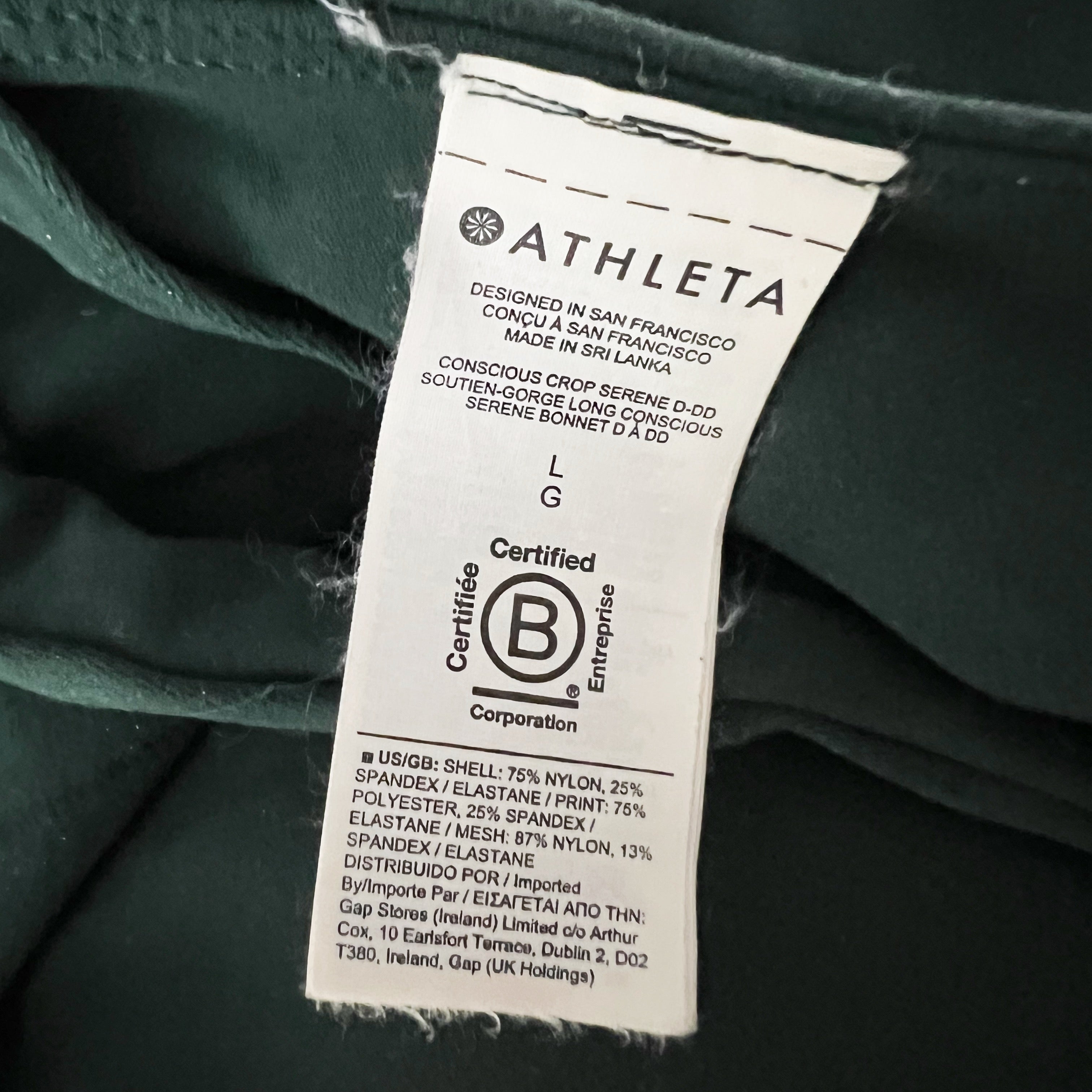Athleta Women's Conscious Crop Top Athletic Work Out Serene Green Camo Sports L