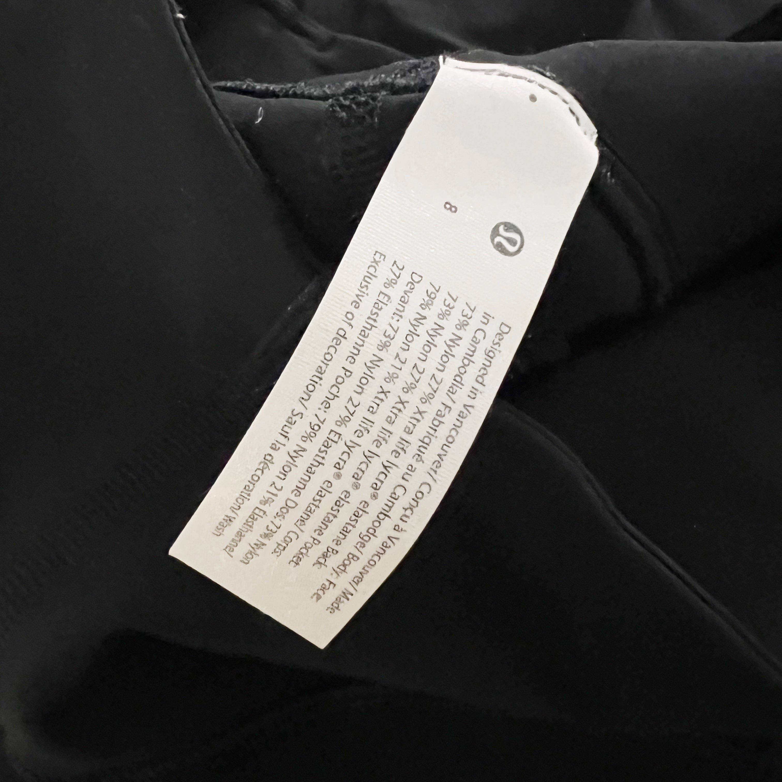 Lululemon Women's Back Zip High Rise Athletic Paddle Tight Leggings 28" Black 8