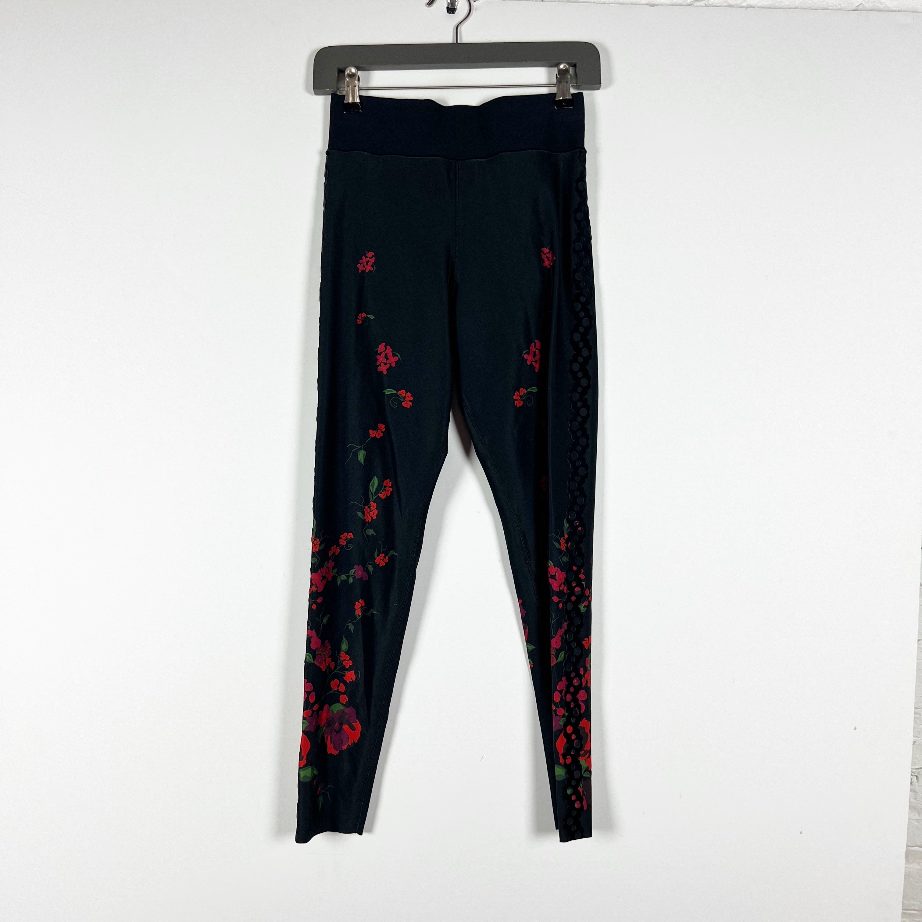 Ultracor Madrid Velvet Velour Floral Flower Print Pattern High Waisted Leggings