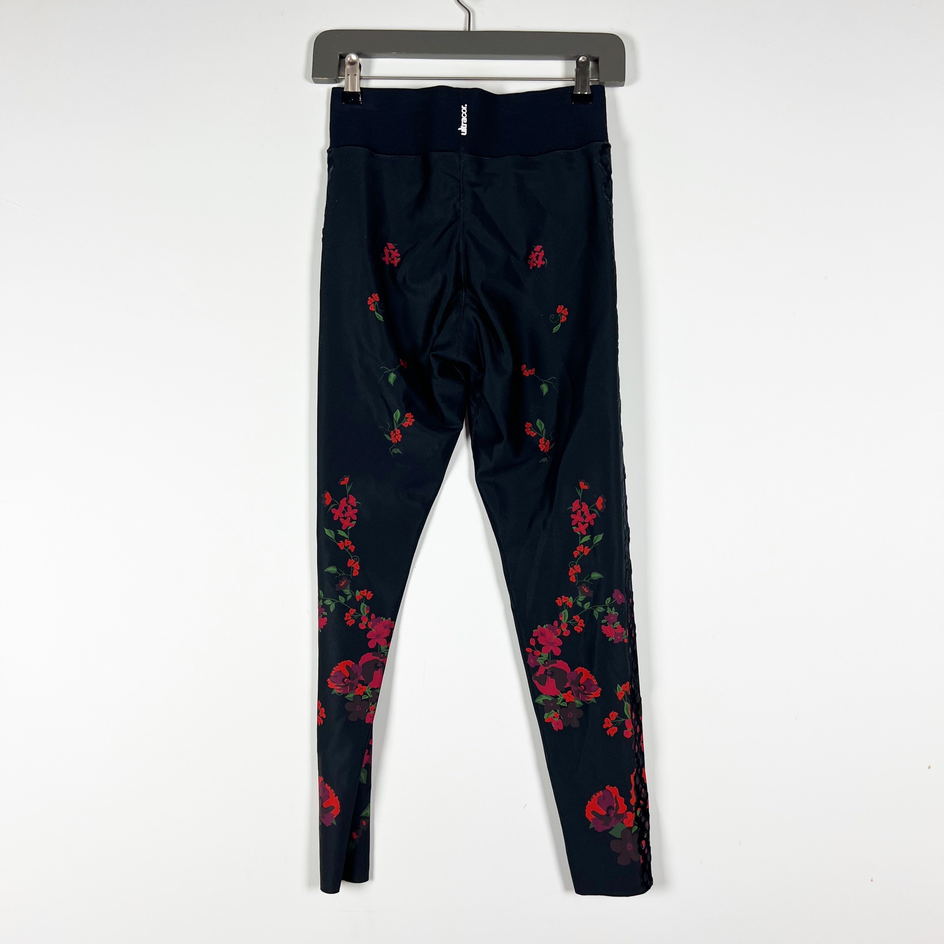 Ultracor Madrid Velvet Velour Floral Flower Print Pattern High Waisted Leggings
