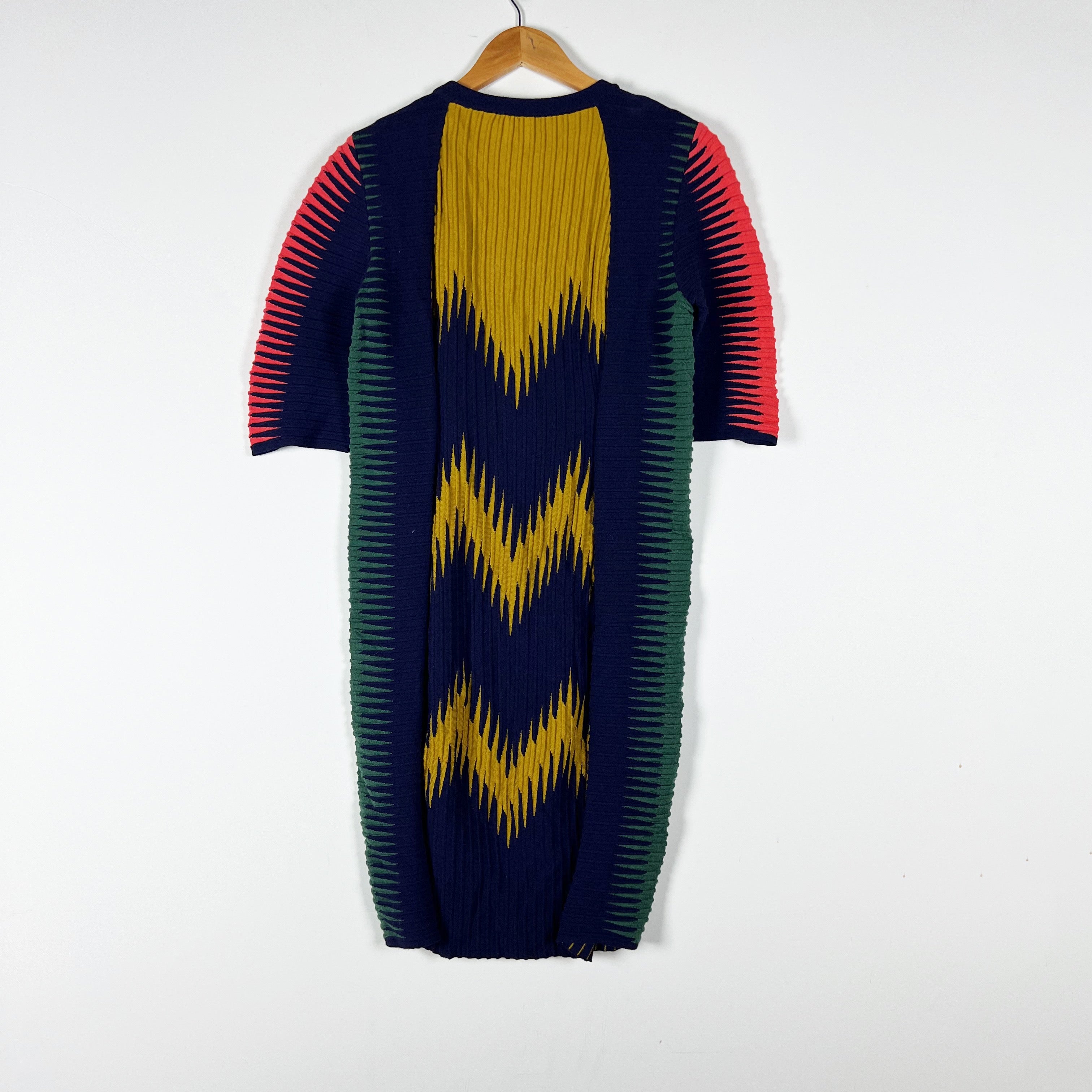 Missoni Women's Wool Blend Ribbed Knit Stretch Multi Color Print Sweater Dress