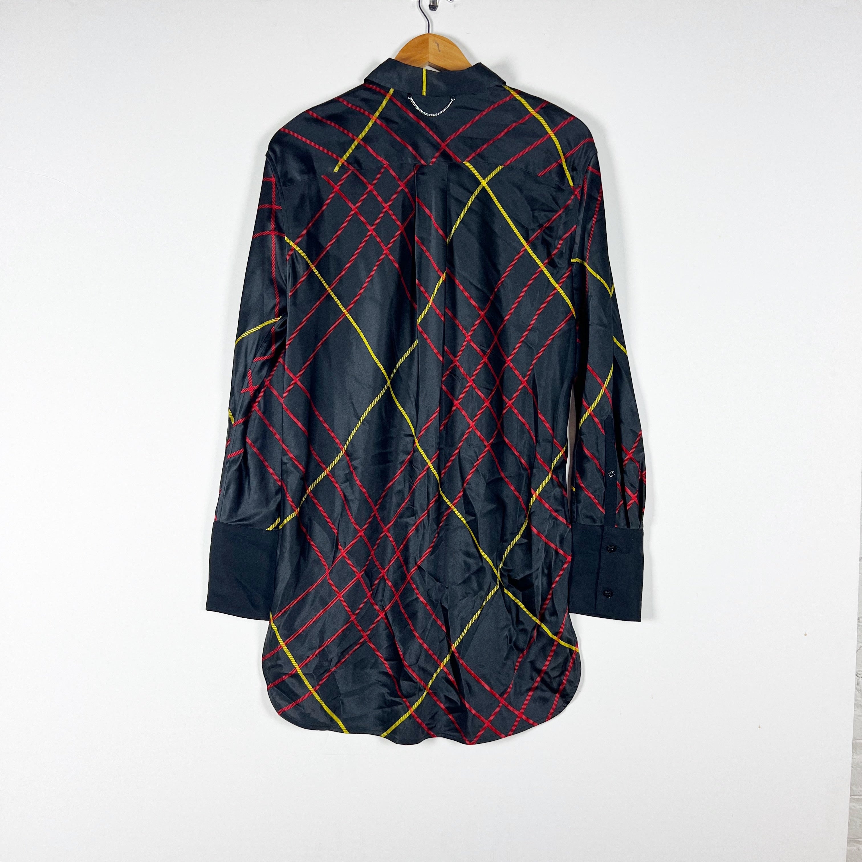 Rag & Bone Edith Silk Satin Collared Long Sleeve Button Front Dress Shirt Multi