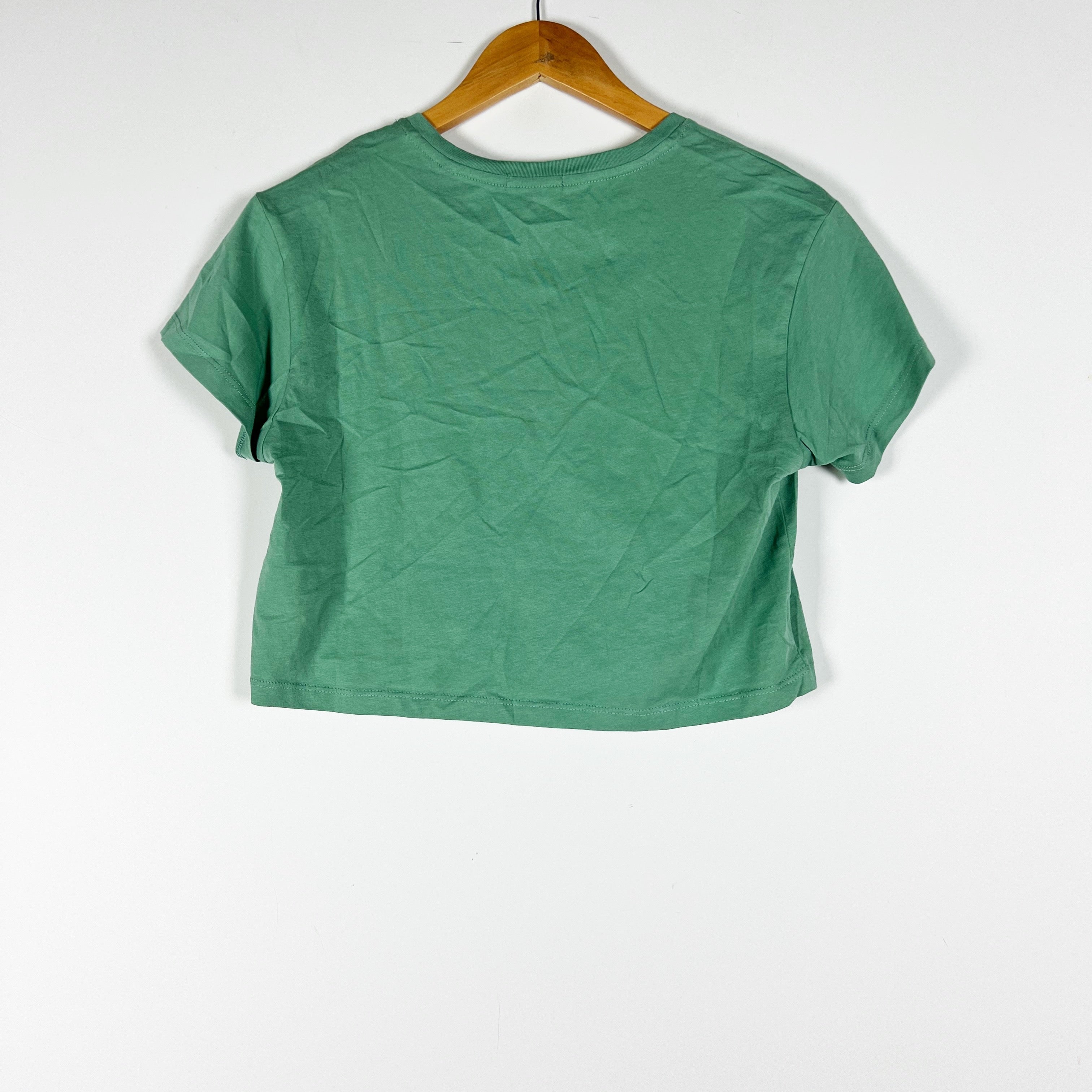 NEW ATM Anthony Thomas Melillo Green AW1540 Short Sleeve Cropped Shirt Havana XS