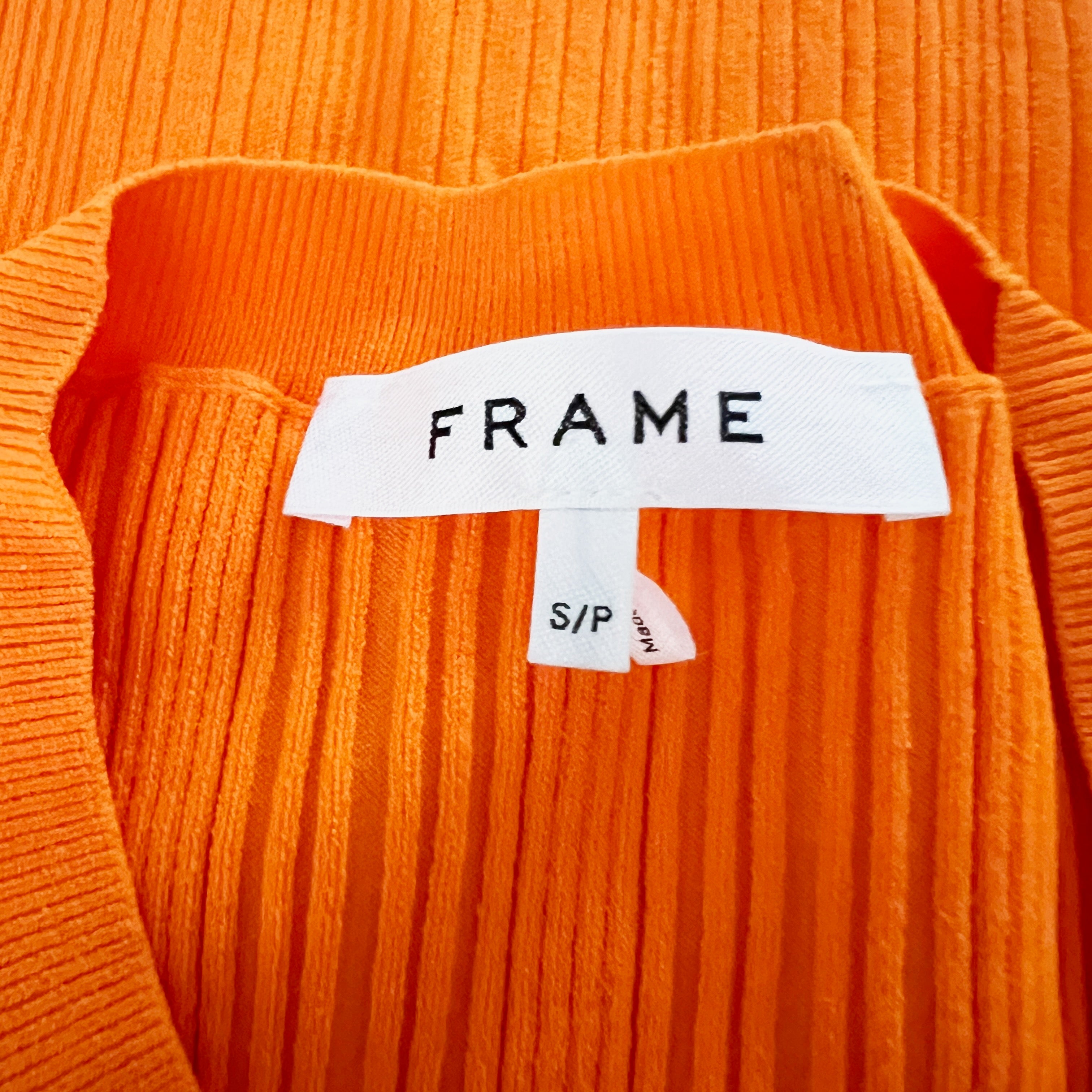 Frame Women's Ribbed Knit Stretch Cut Out Sleeveless Tank Top Bright Tangerine S
