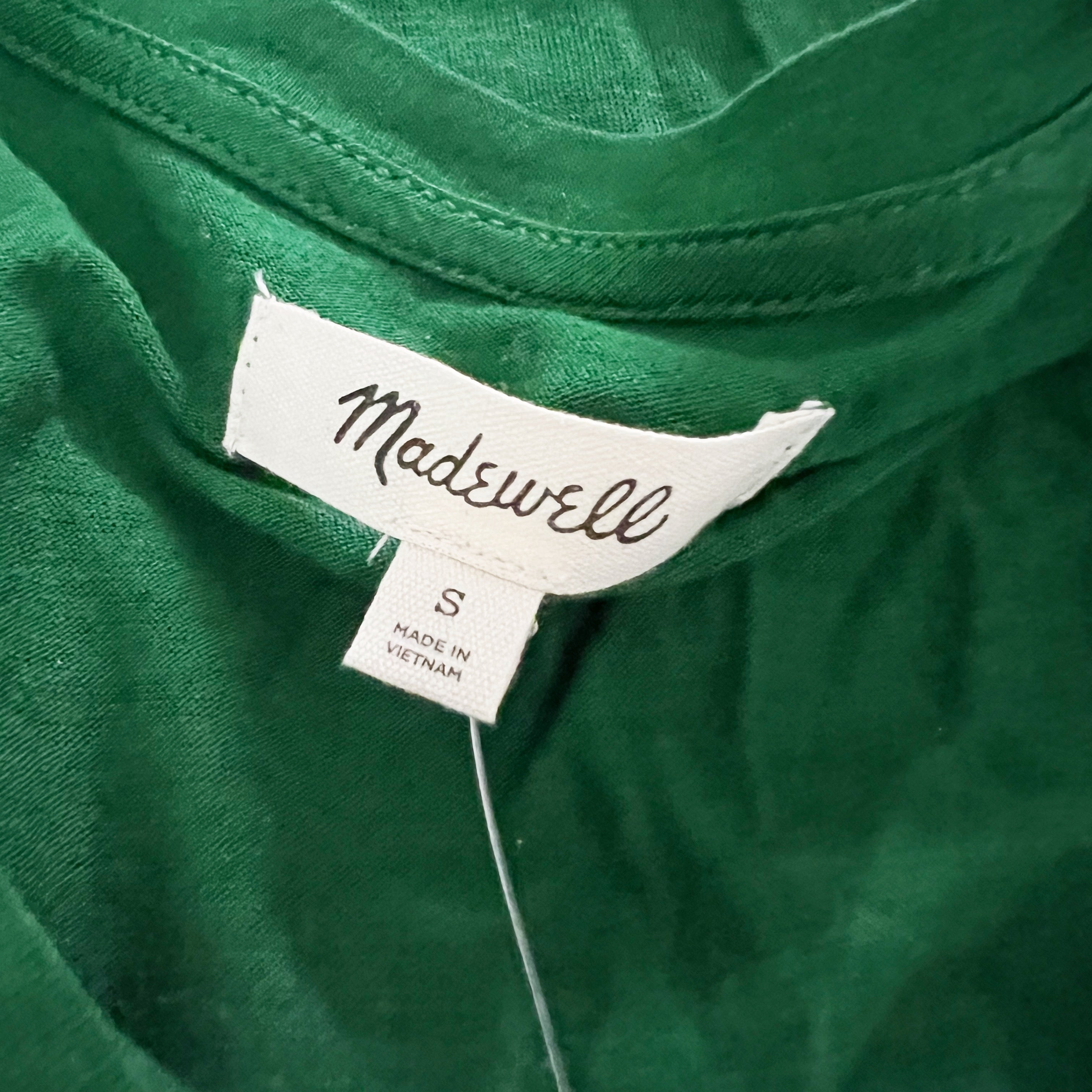 NEW Madewell Women's Semi Sheer Scoop Neck Long Sleeve Tee Shirt Varsity Green S