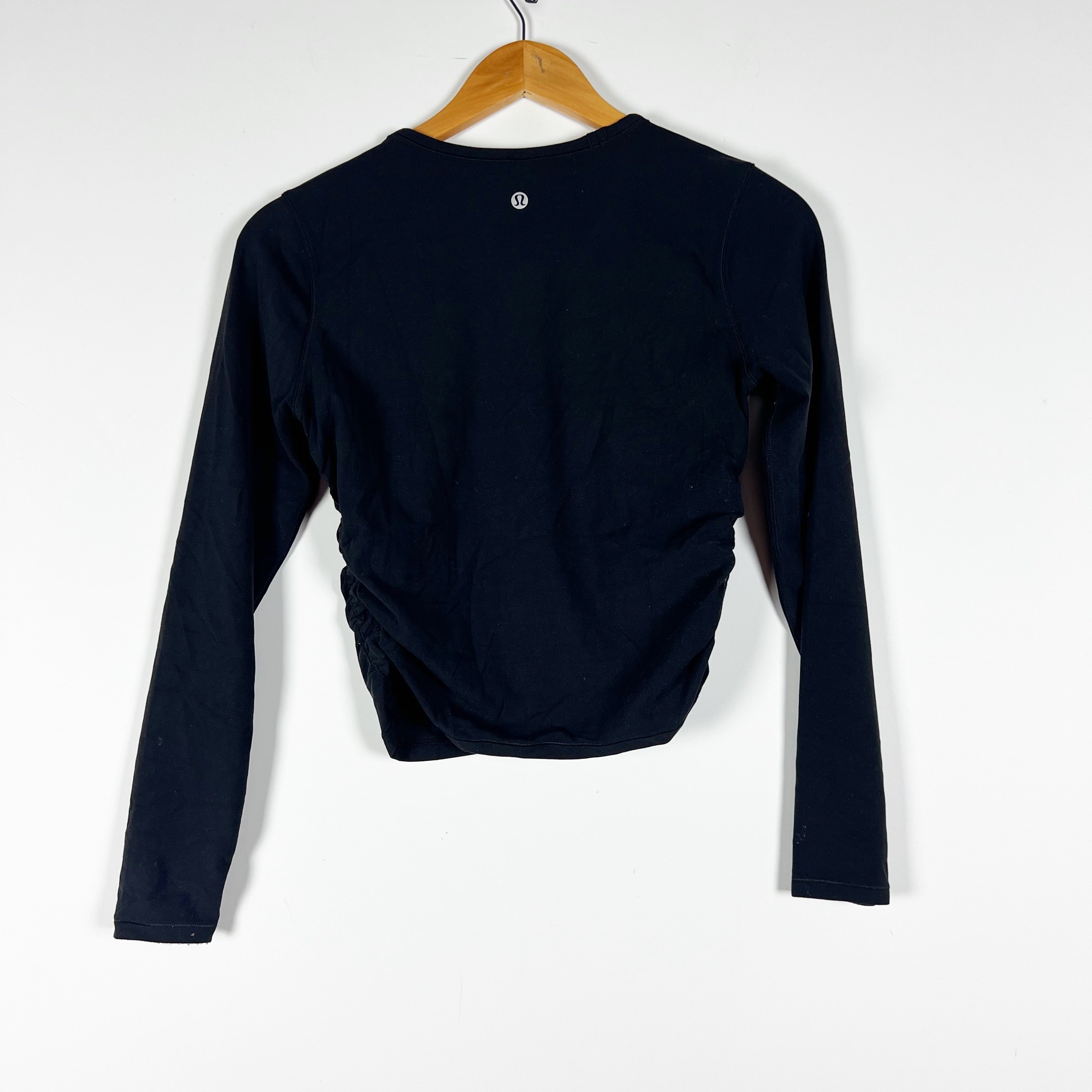 Lululemon All It Takes Long Sleeve Nulu Ruched Tee Shirt Solid Black 6