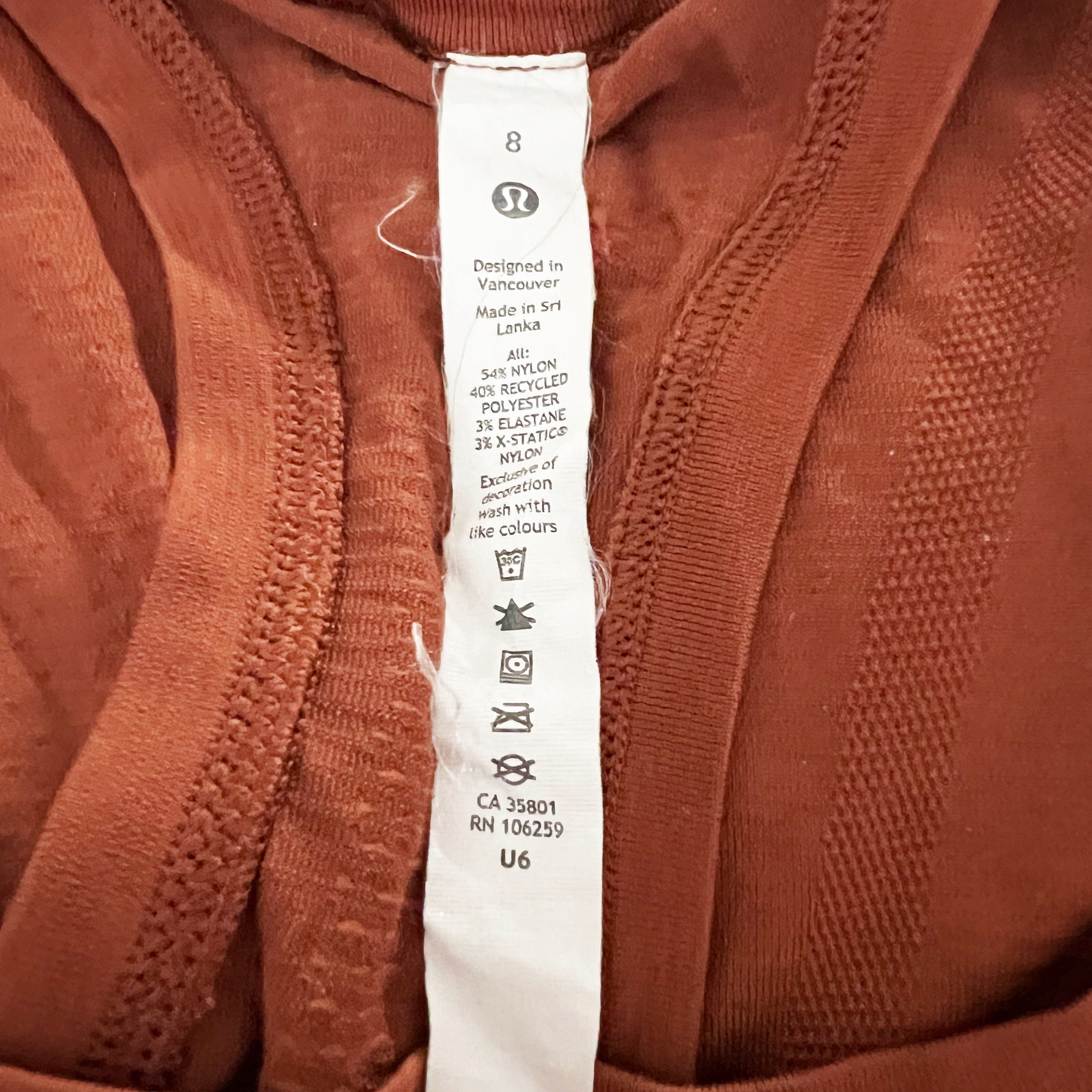 Lululemon Run Swiftly Tech Racerback Athletic Work Out Tank Top Dark Terracotta