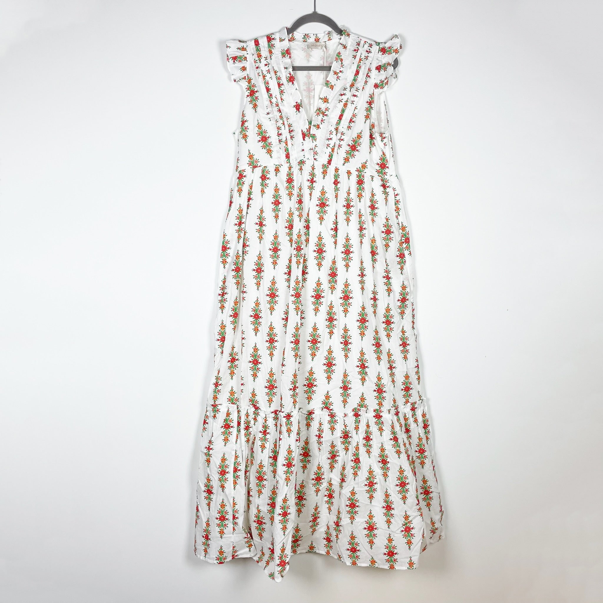 NEW Banjanan Constance Cotton Kashmir Trail Coconut Floral Print Maxi Dress XL