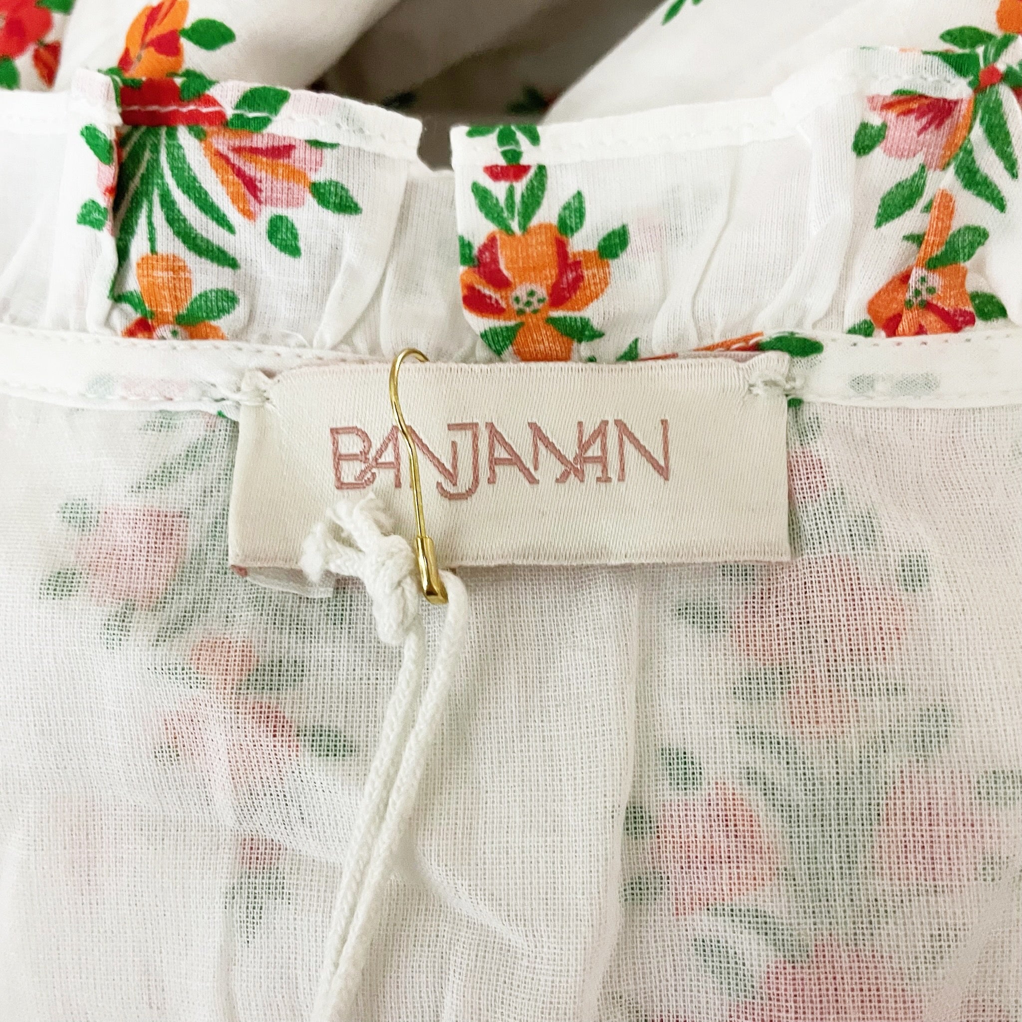 NEW Banjanan Constance Cotton Kashmir Trail Coconut Floral Print Maxi Dress XL