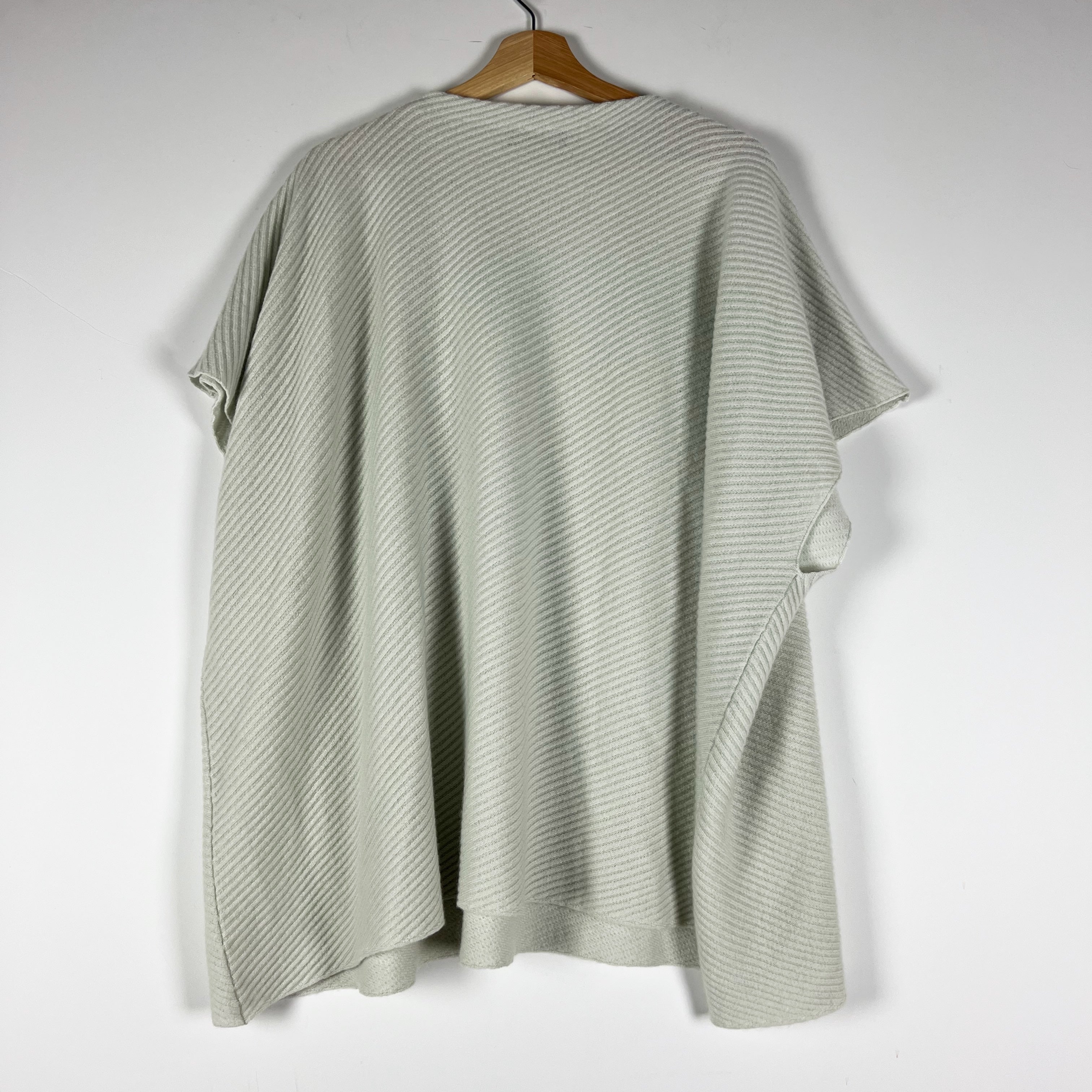 Eskandar 100% Cashmere Ribbed Knit Boat Neck Boxy Pullover Sweater Green Blue OS