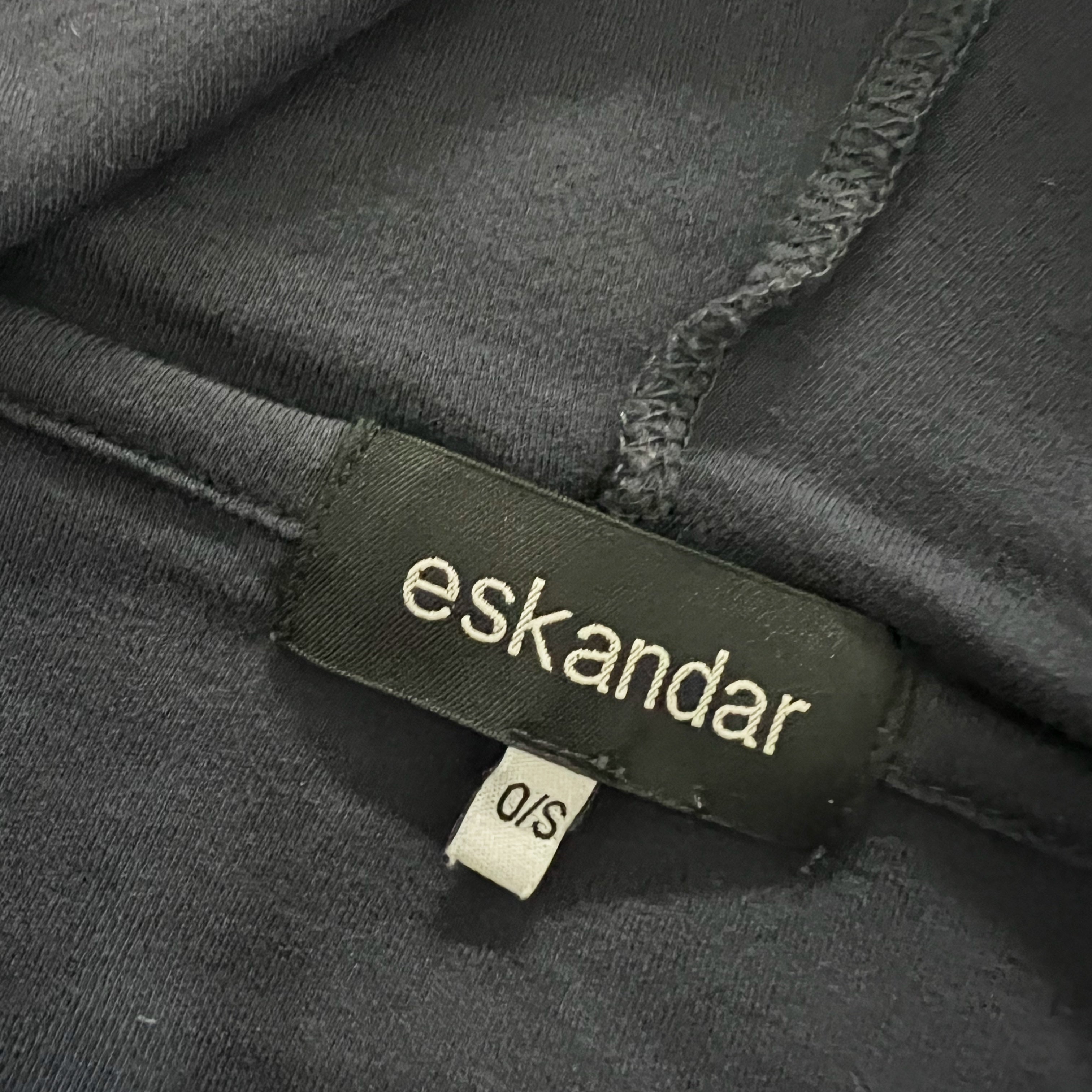 Eskandar Pima Cotton Knit Stretch Full Zip Hooded Lightweight Jacket Black OS