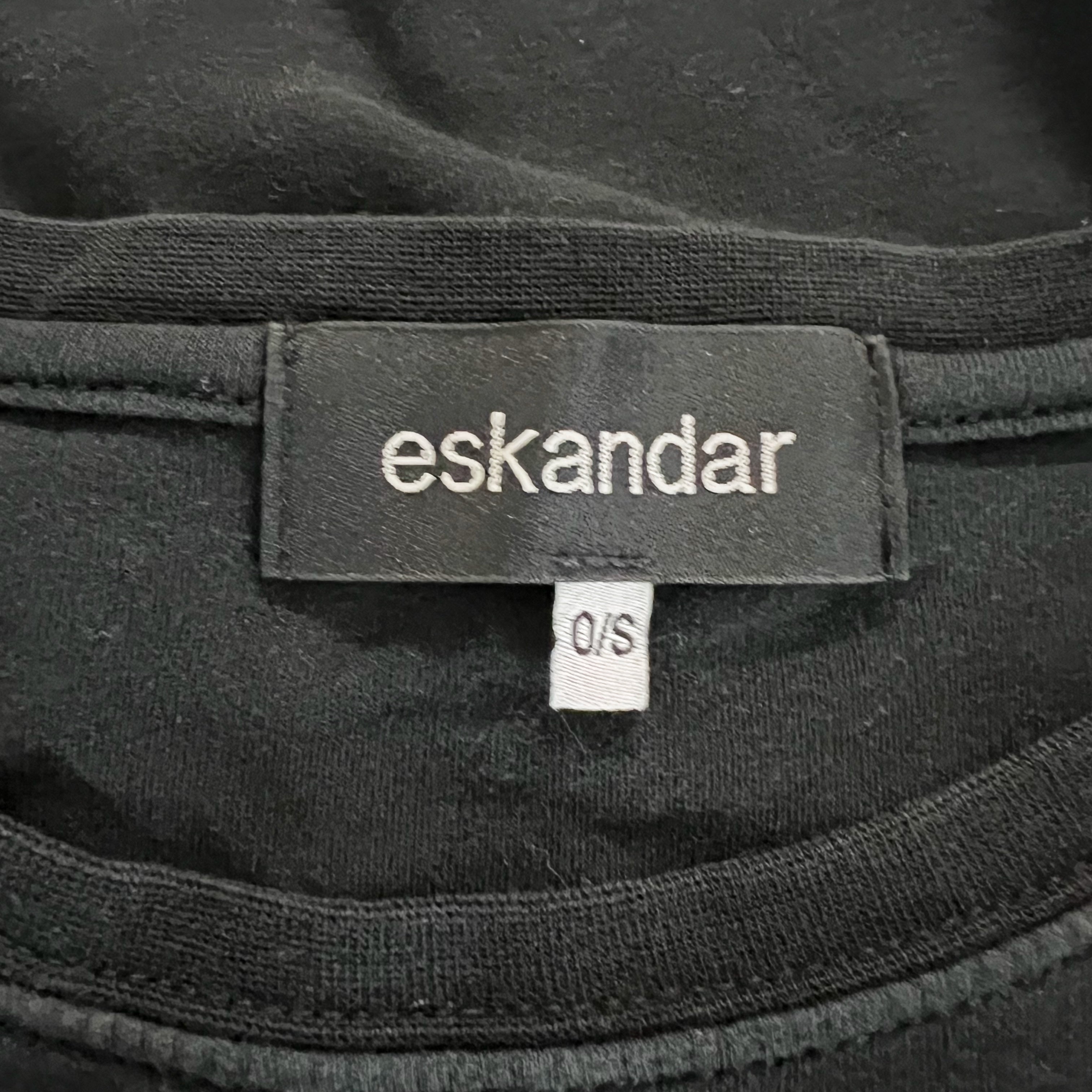 Eskandar Women's Cotton Knit Stretch Crew Neck Pullover Tee Shirt Solid Black OS