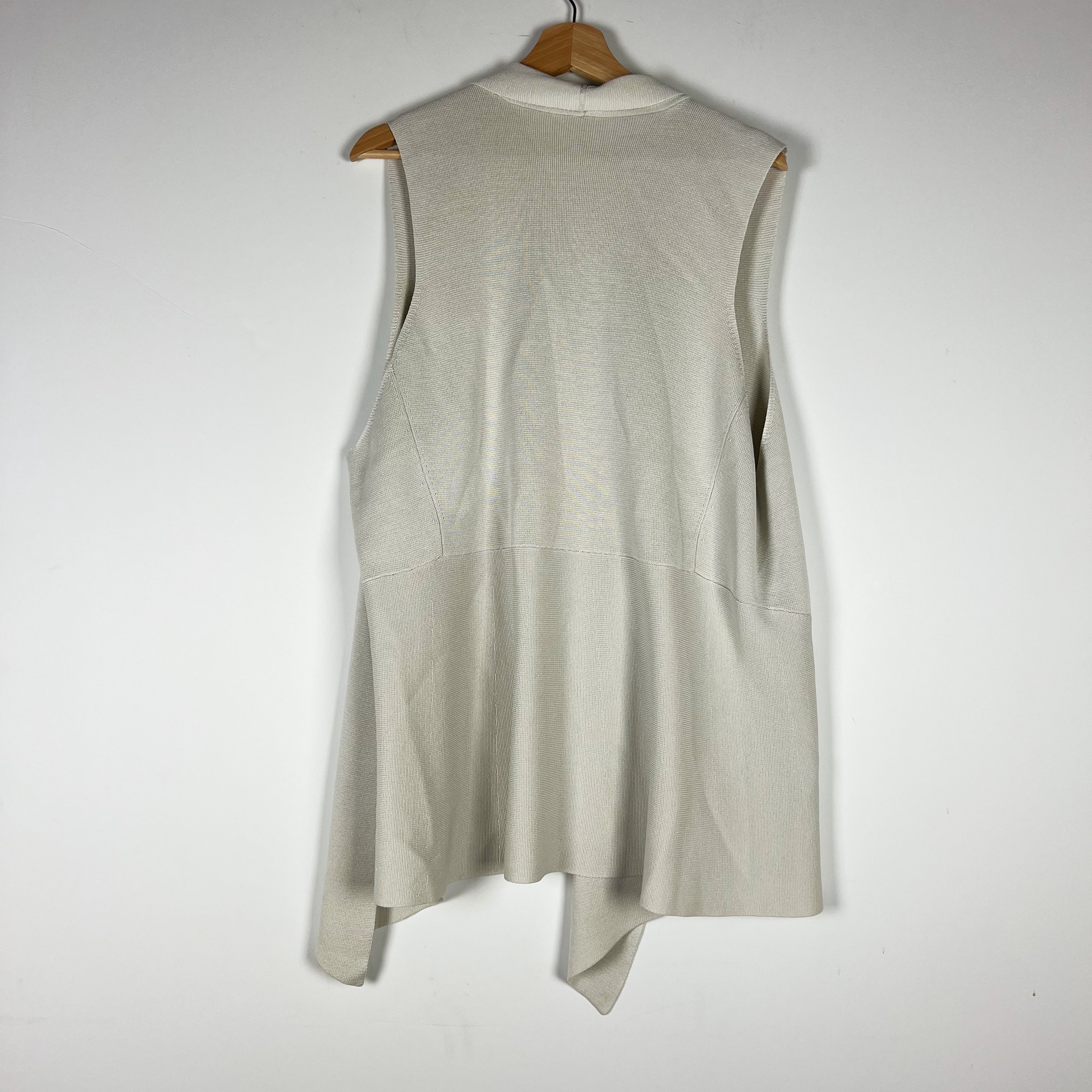 Eileen Fisher Woman Silk Organic Cotton Sleeveless Open Front Waterfall Cardigan
