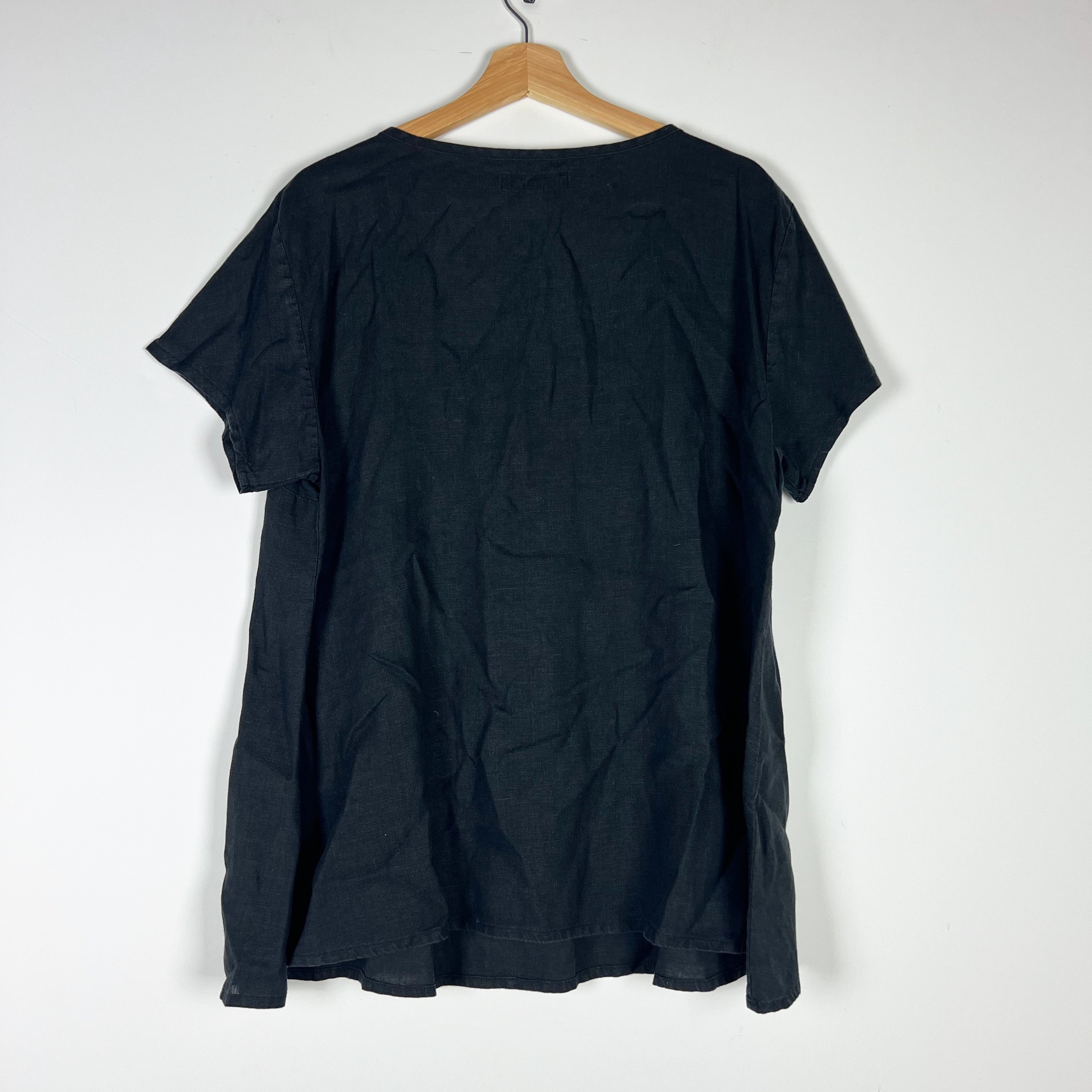 Flax Women's Linen Scoop Neck Pintuck Short Sleeve Lightweight Blouse Shirt Top