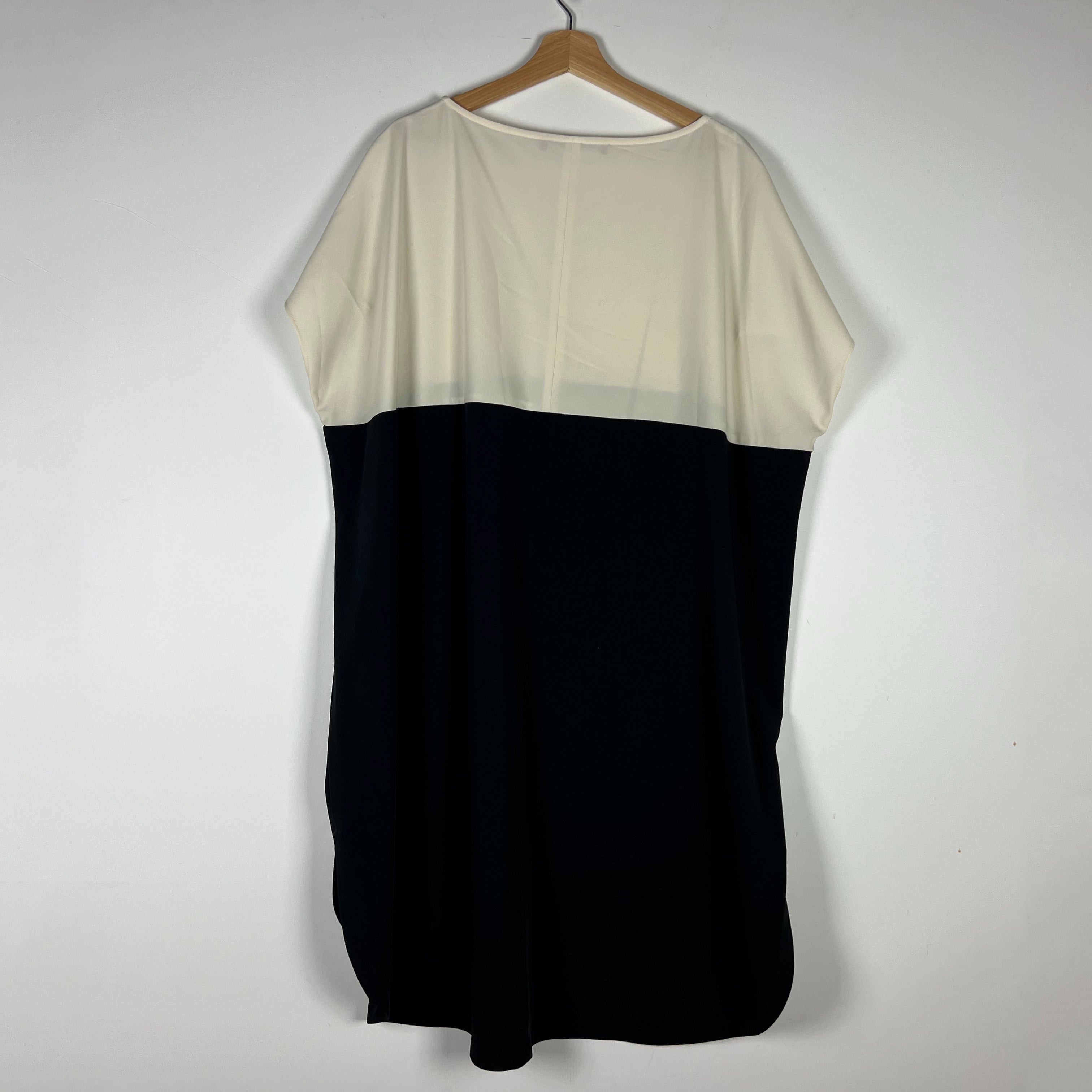 Marina Rinaldi Sport Black White Colorblock Short Sleeve Pullover Midi Dress L