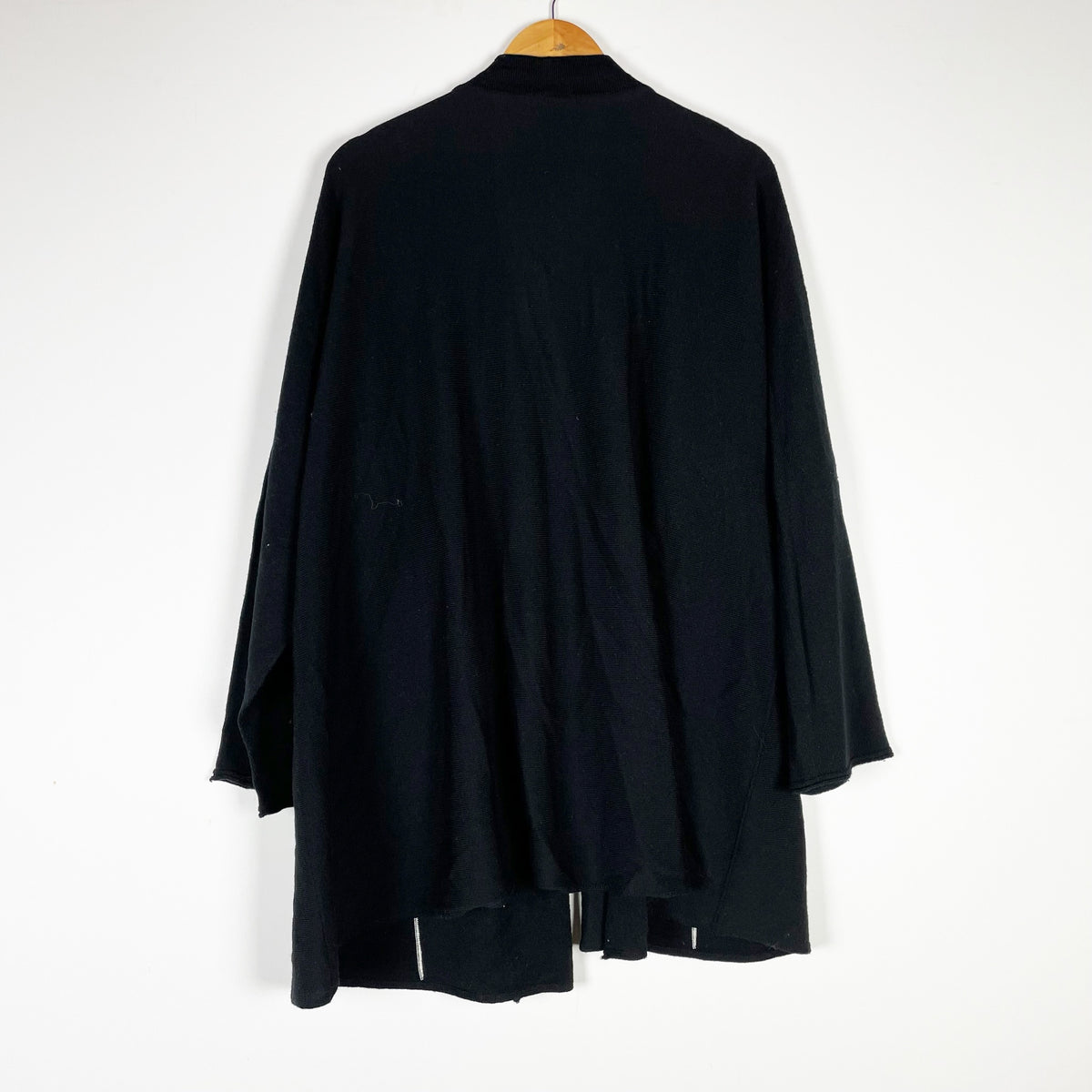 Marina Rinaldi Made In Italy Knit Stretch Open Front Cardigan Sweater Black