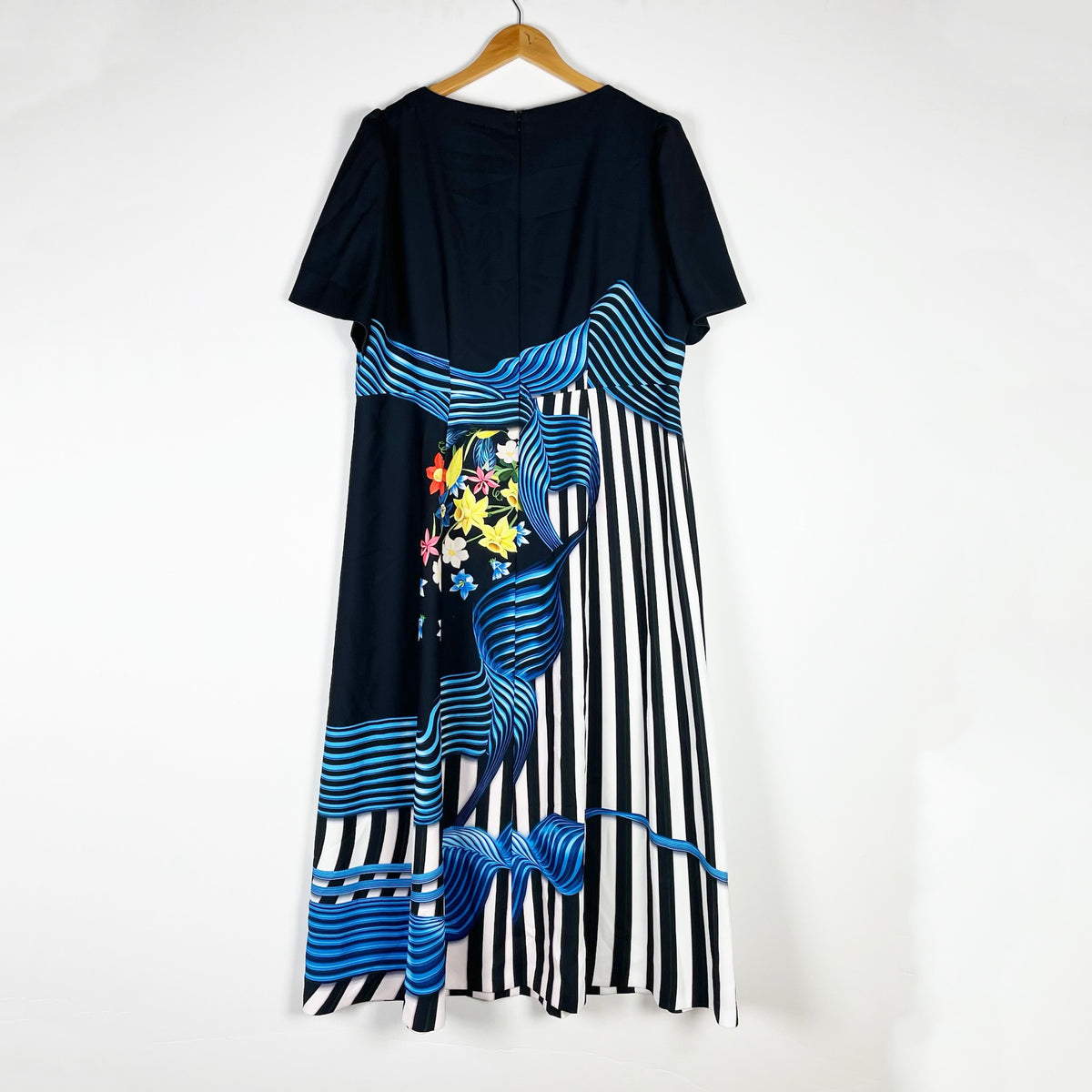 Marina Rinaldi by Mary Katrantzou Collection Stripe Floral Print Maxi Dress 16