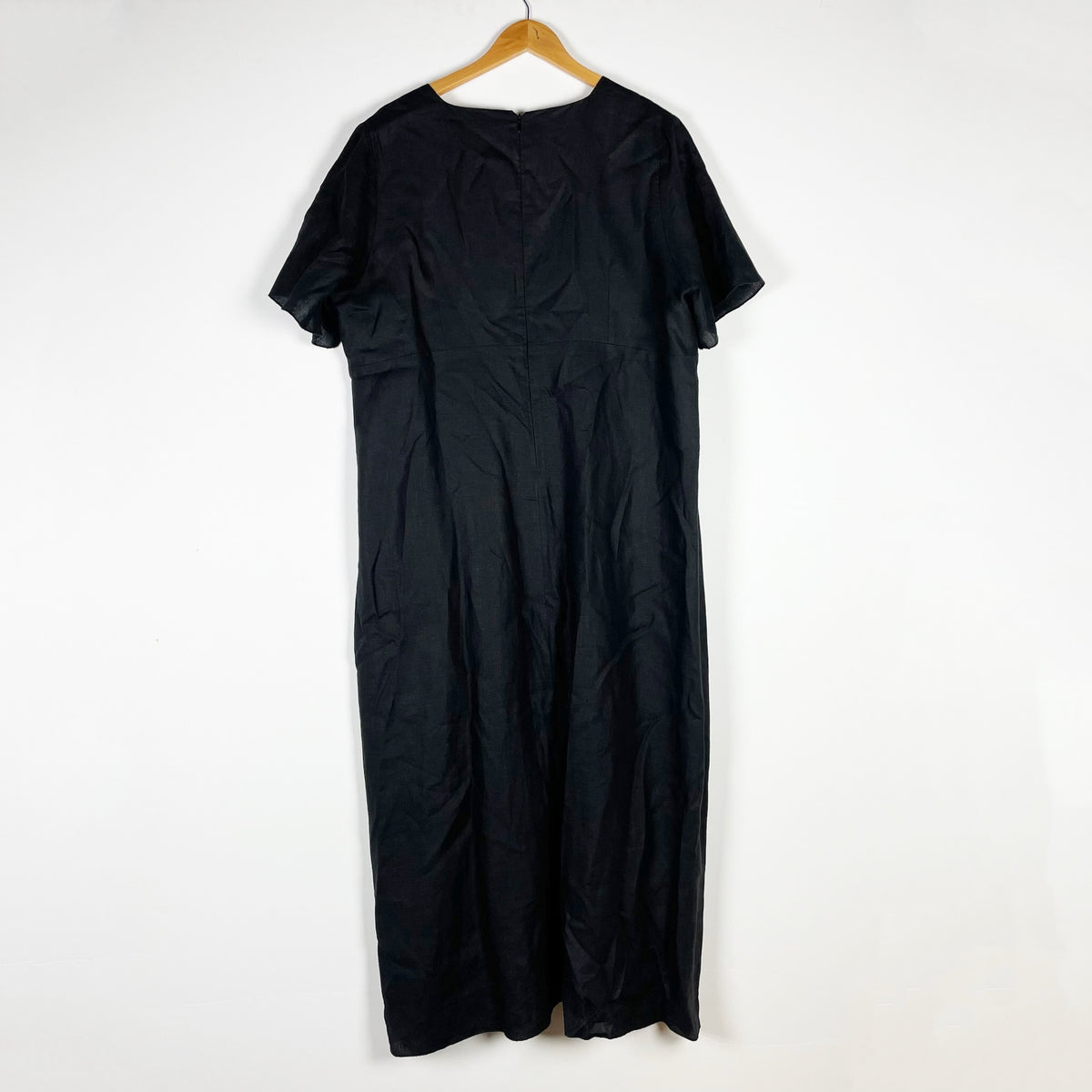 Marina Rinaldi Linen Beaded Suede Embellished Detail lV Neck Kaftan Maxi Dress