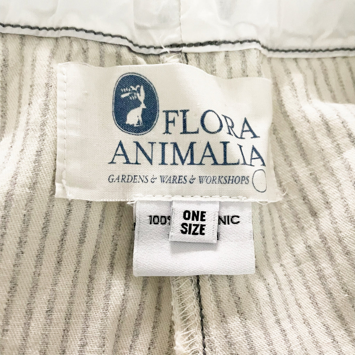 Flora Animalia Organic Cotton Stripe Print Wide Leg Pants Ivory Gray One Size