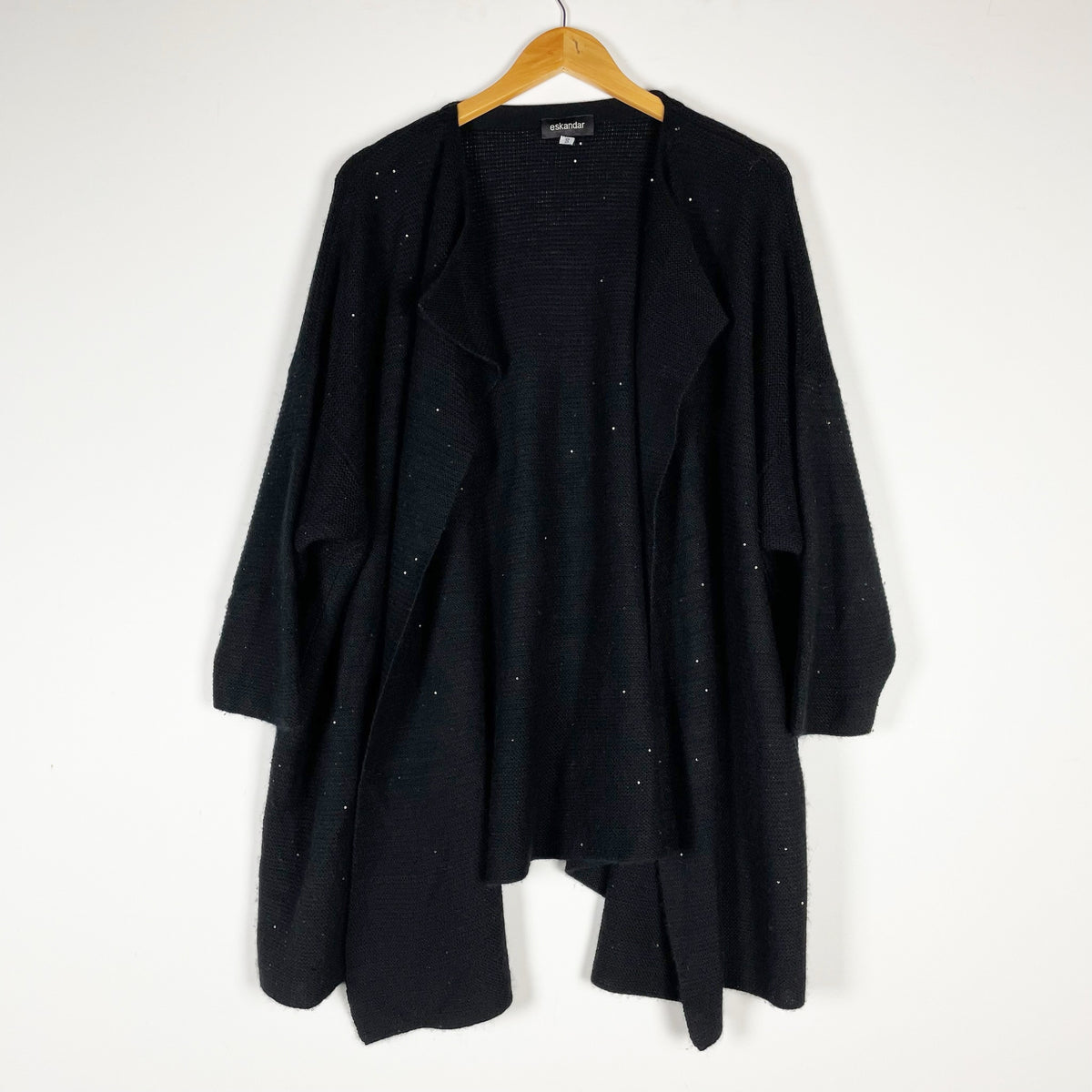 Eskandar Cashmere Silk Knit Stretch Sequin Sparkle Embellished Cardigan Sweater