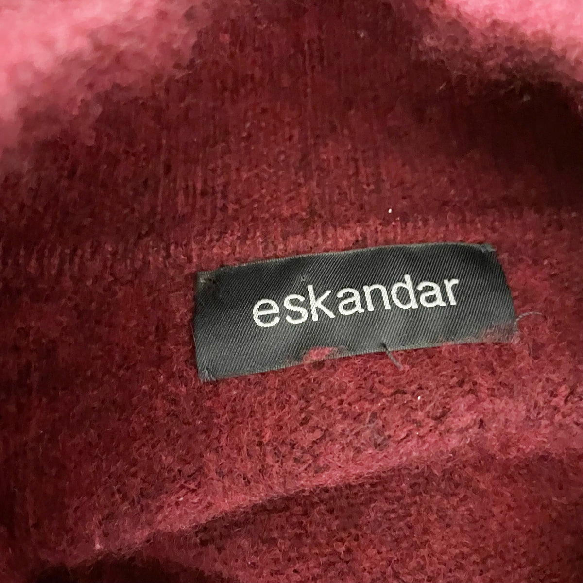 Eskandar Women's Cashmere Fuzzy Knit Henley Polo Collar Pullover Boxy Sweater OS