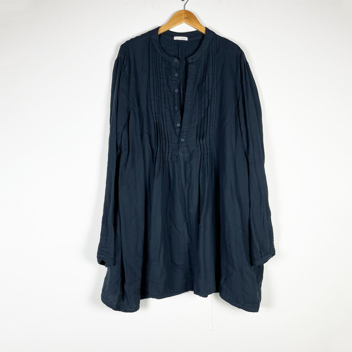 Free People x CP Shades Yoko Tunic Pintuck Oversized Cotton Blouse Shirt Top XL