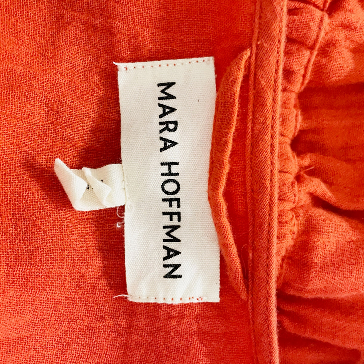 Mara Hoffman Organic Cotton Stretch Waist Deep V Neck Pullover Maxi Dress Orange