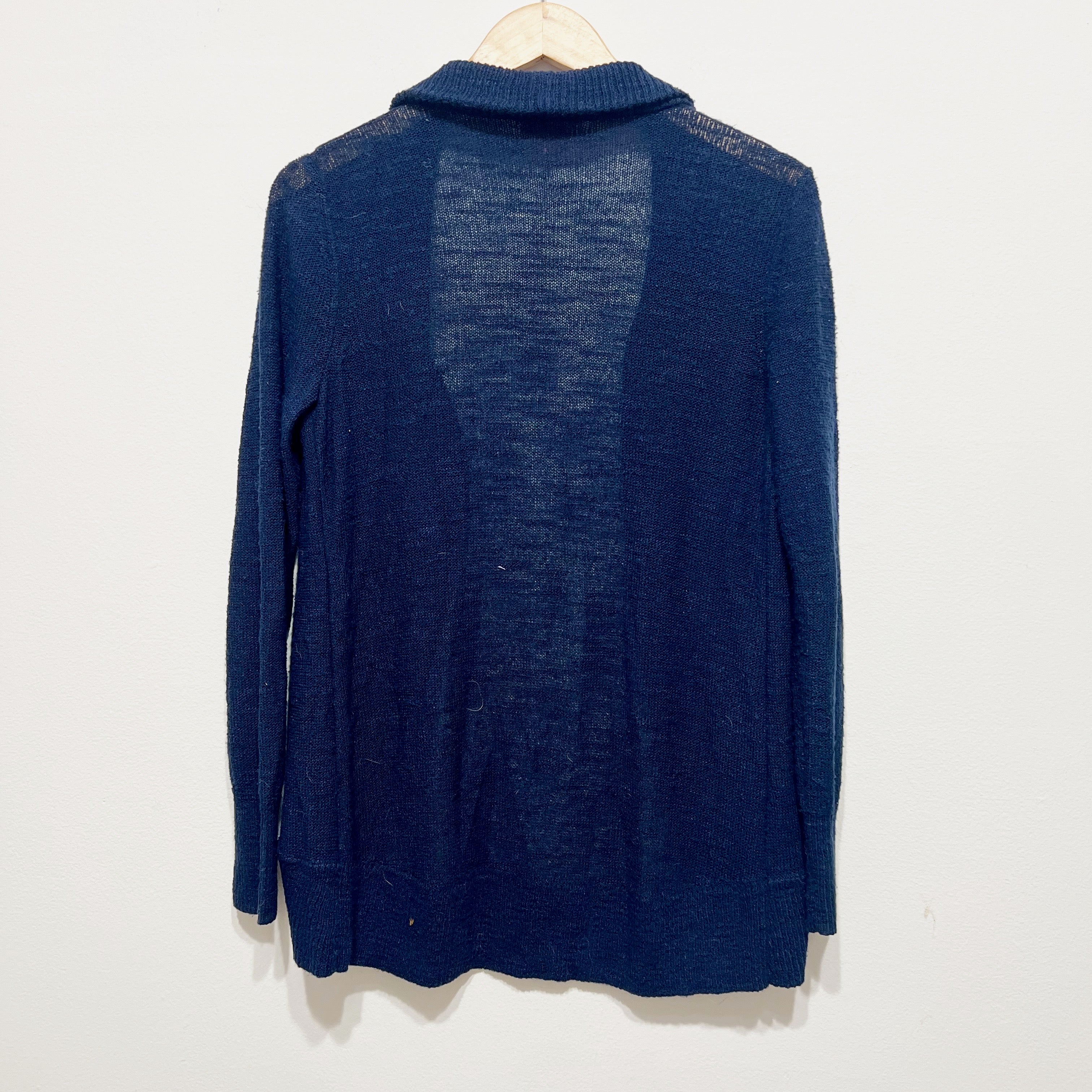 Lilly Pulitzer Amalie Knit Open Front Circle Hem Cardigan Sweater True Navy Blue