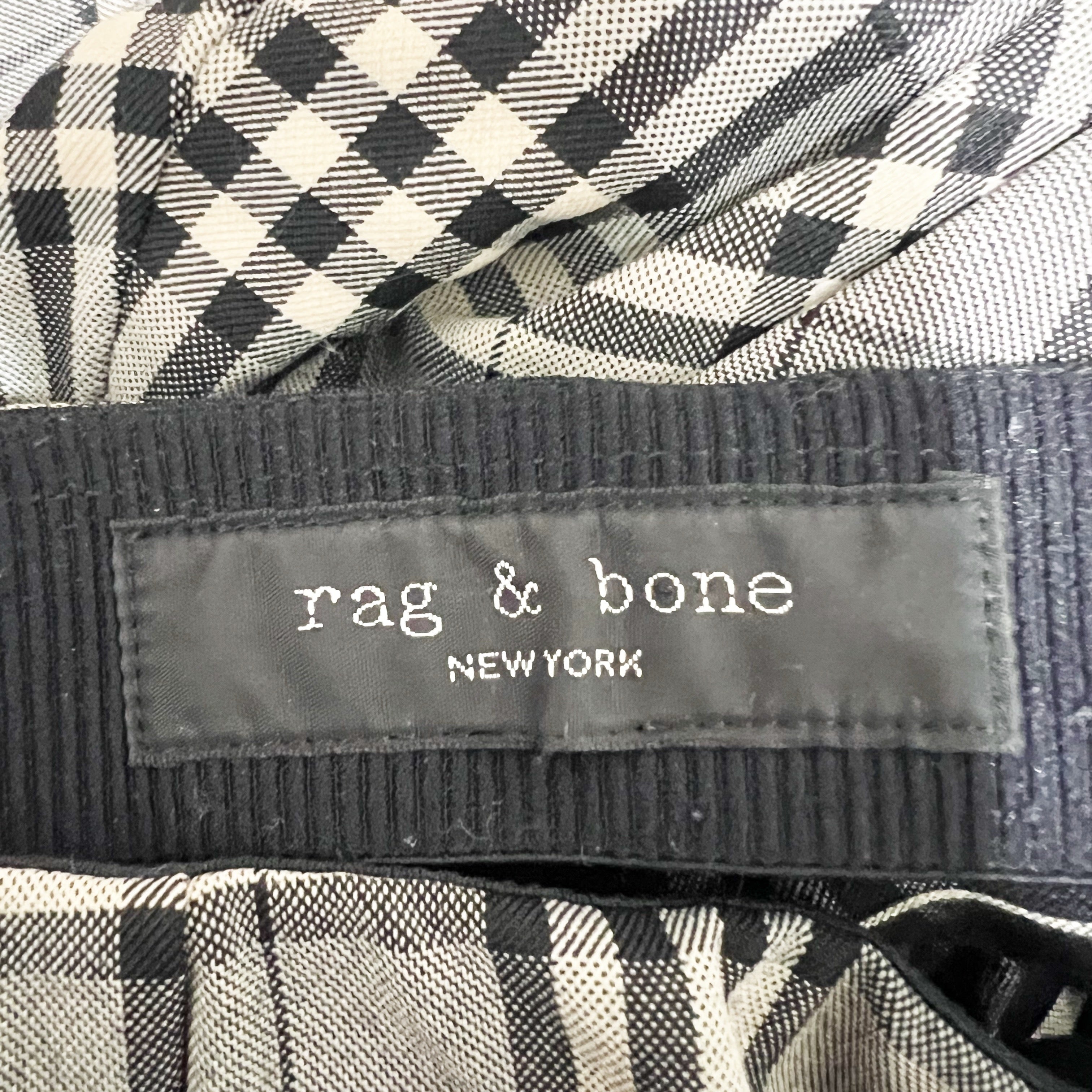 Rag & Bone Women's Simone Mid Rise Ankle Crop Trouser Pants Black Gray Plaid S