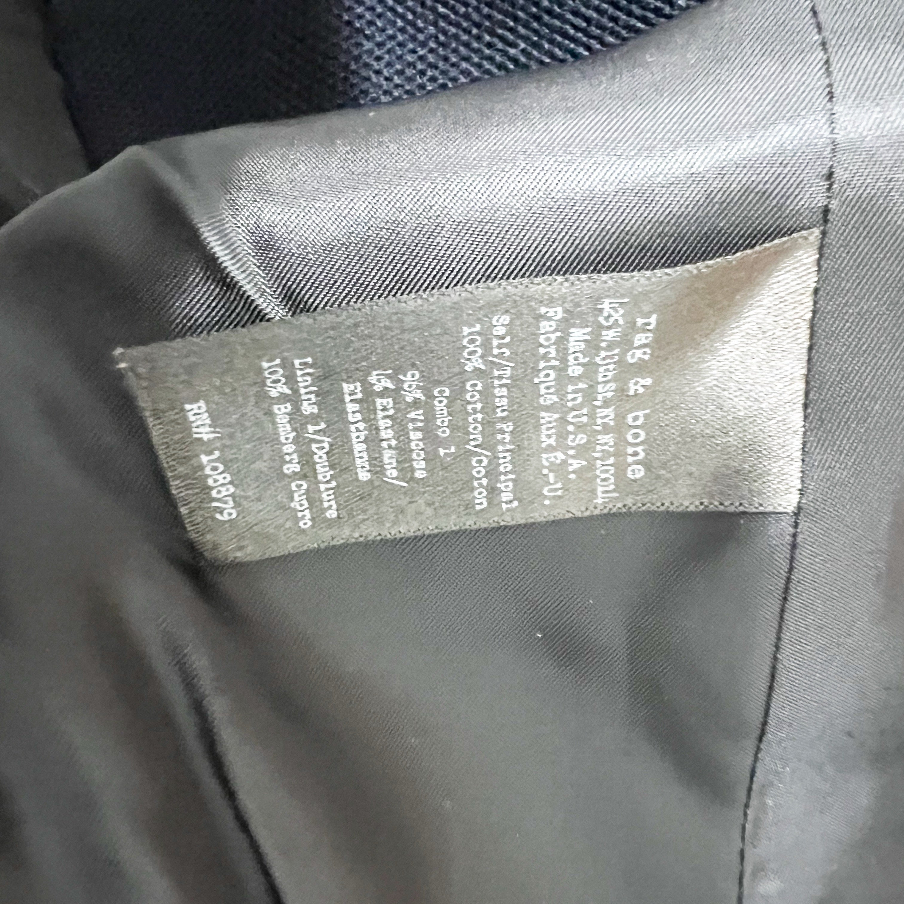 Rag & Bone Women's Cotton Woven Blue Black Colorblock One Button Blazer Jacket 4