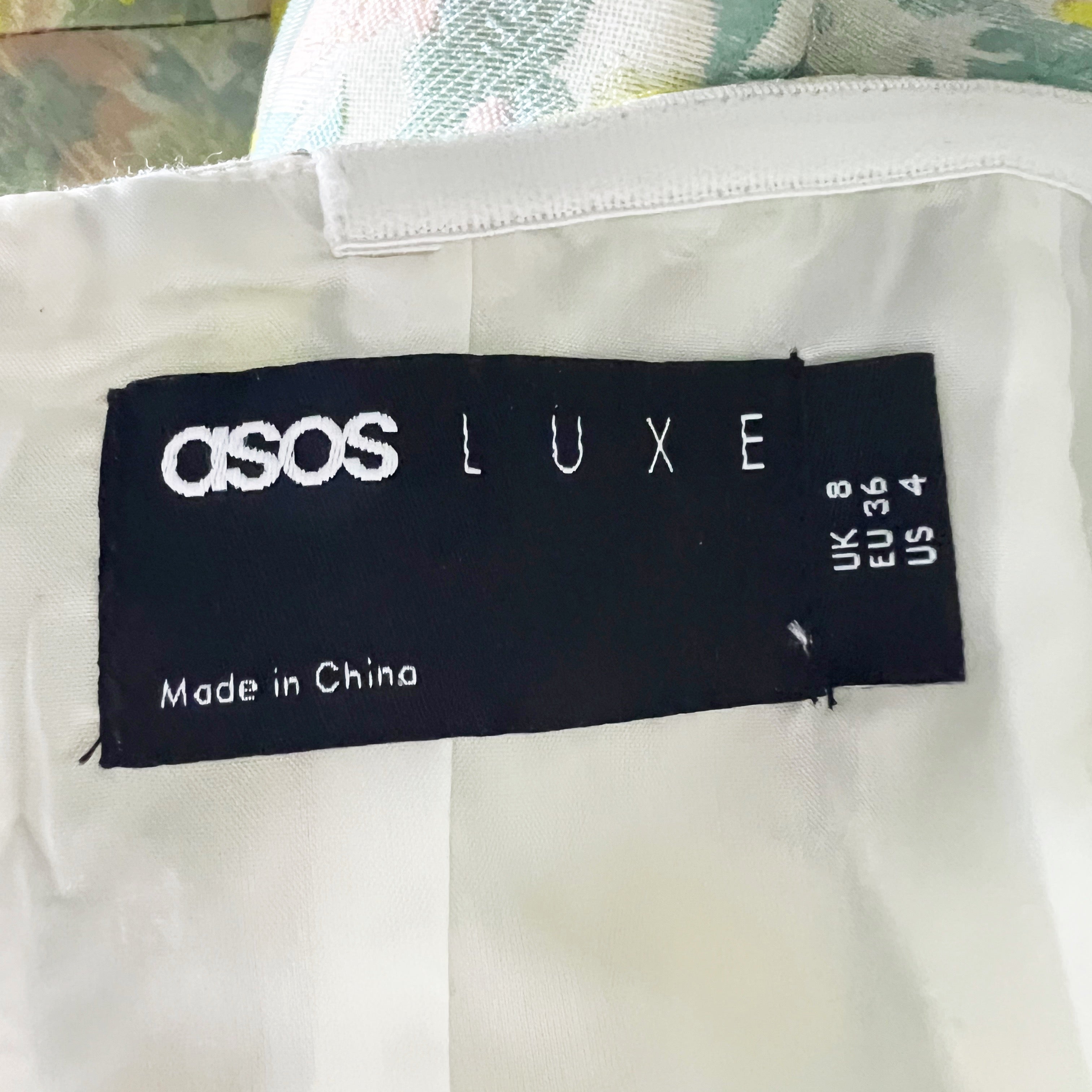 NEW ASOS Luxe Metallic Brocade Floral Flower Print Pattern Ruched Bodice Dress 4