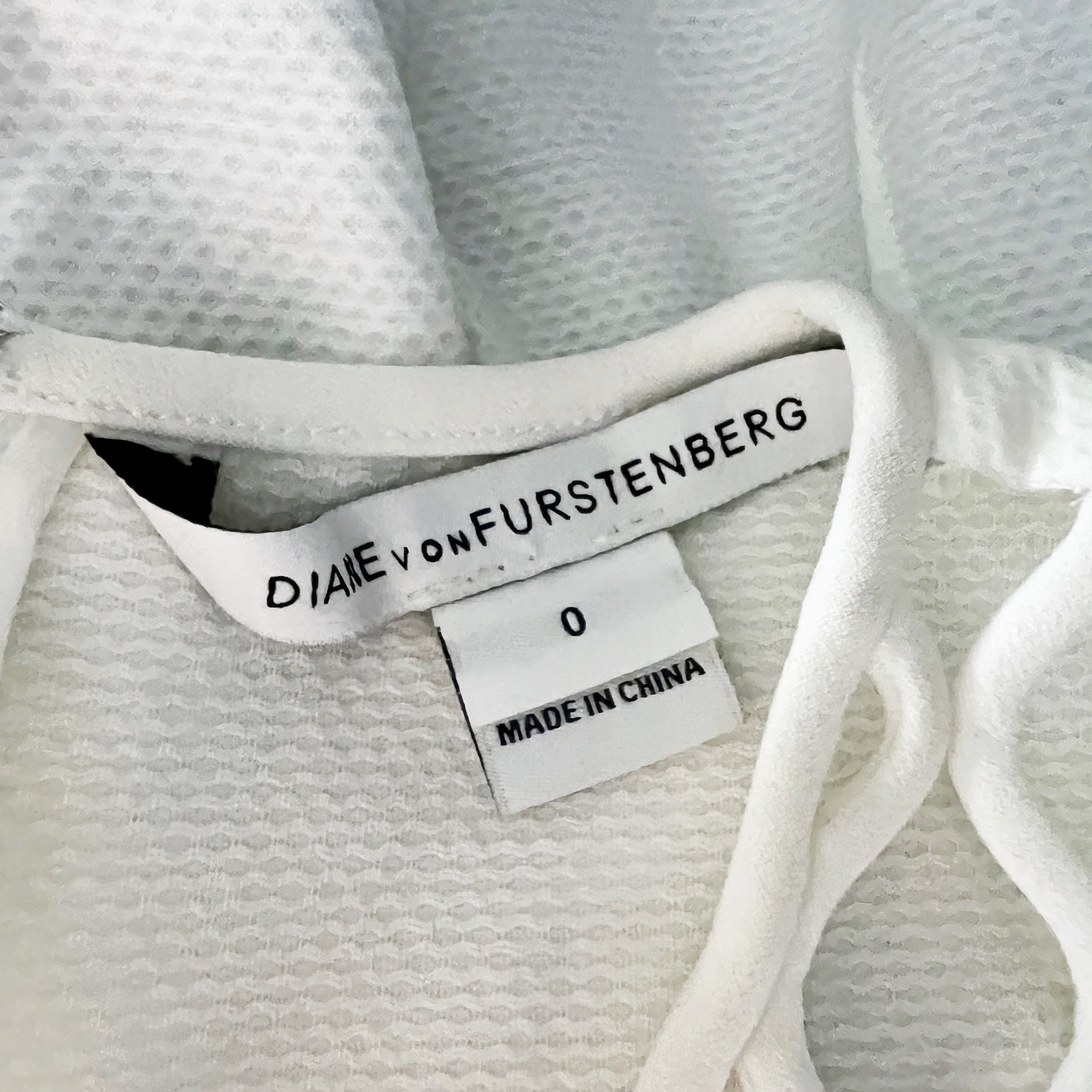 Diane Von Furstenberg Leonora Netted Woven Two-Tone Blue White Shift Dress 0