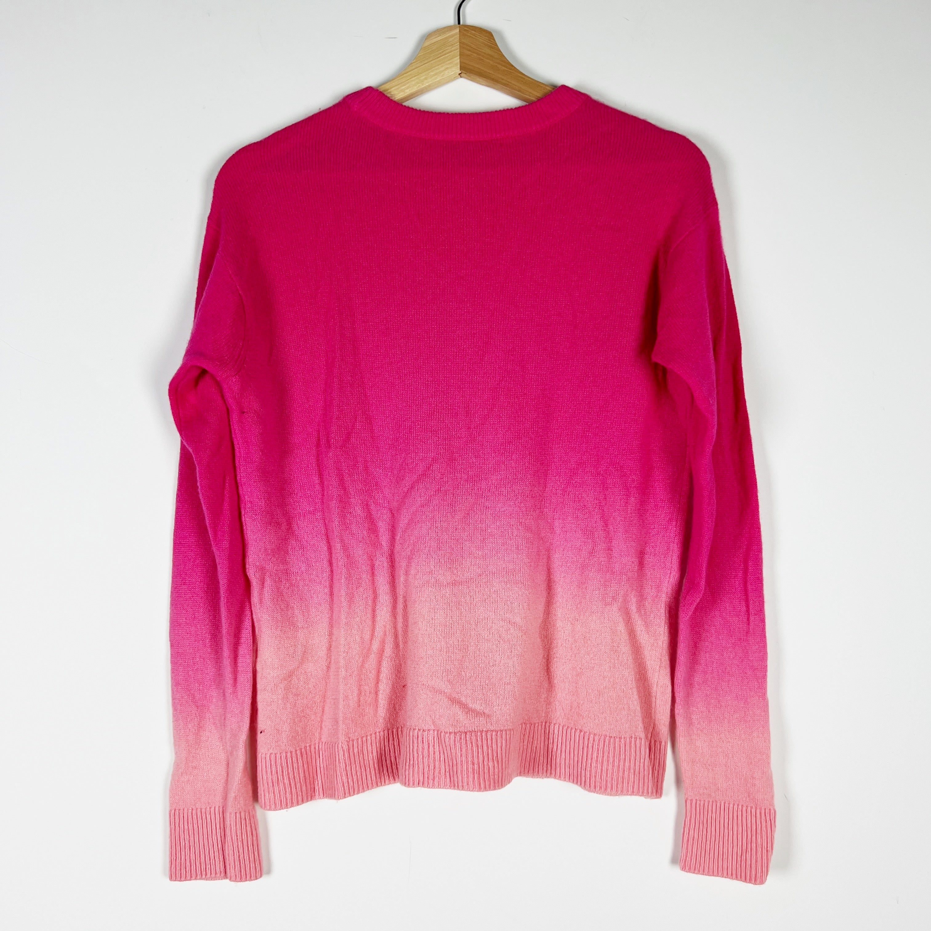 Alice And Olivia Gleeson Dip Dye Ombre Pink Long Sleeve Cashmere Sweater XS