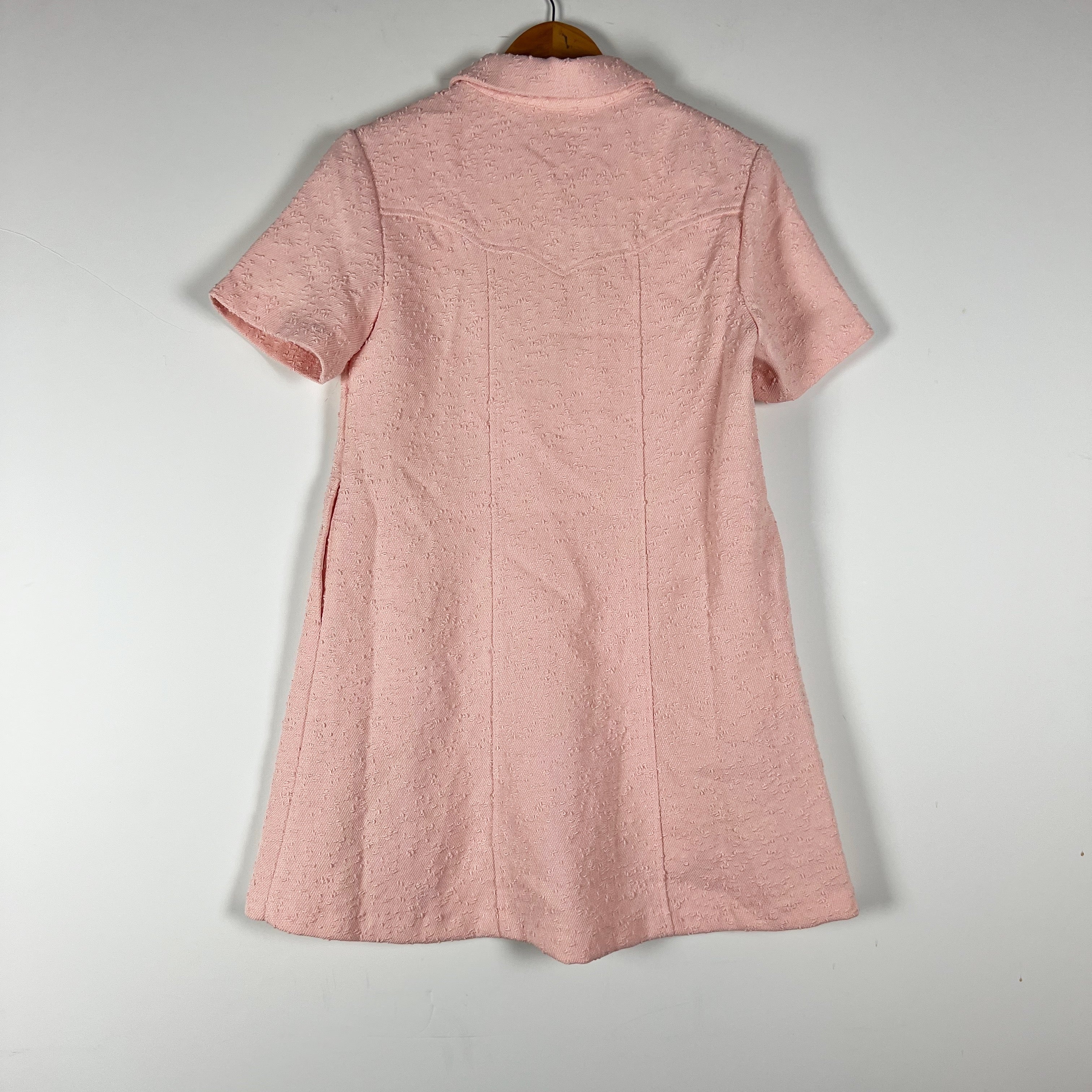 NEW English Factory Elle Textured Woven Button Front Collared Mini Dress Pink