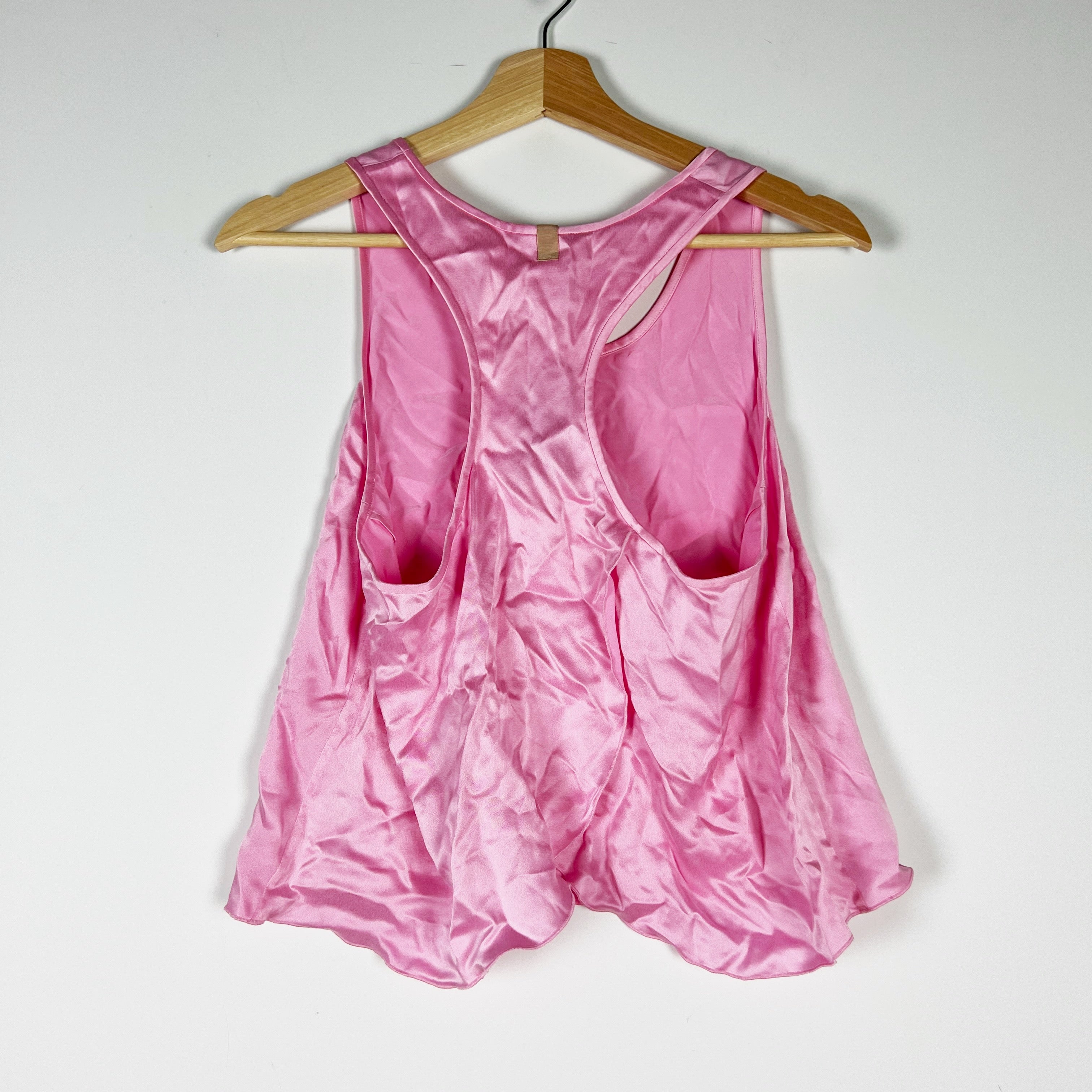 NEW Lunya Washable Silk Satin Tulip Back Sleeveless Scoop Neck Tank Top Pink XS