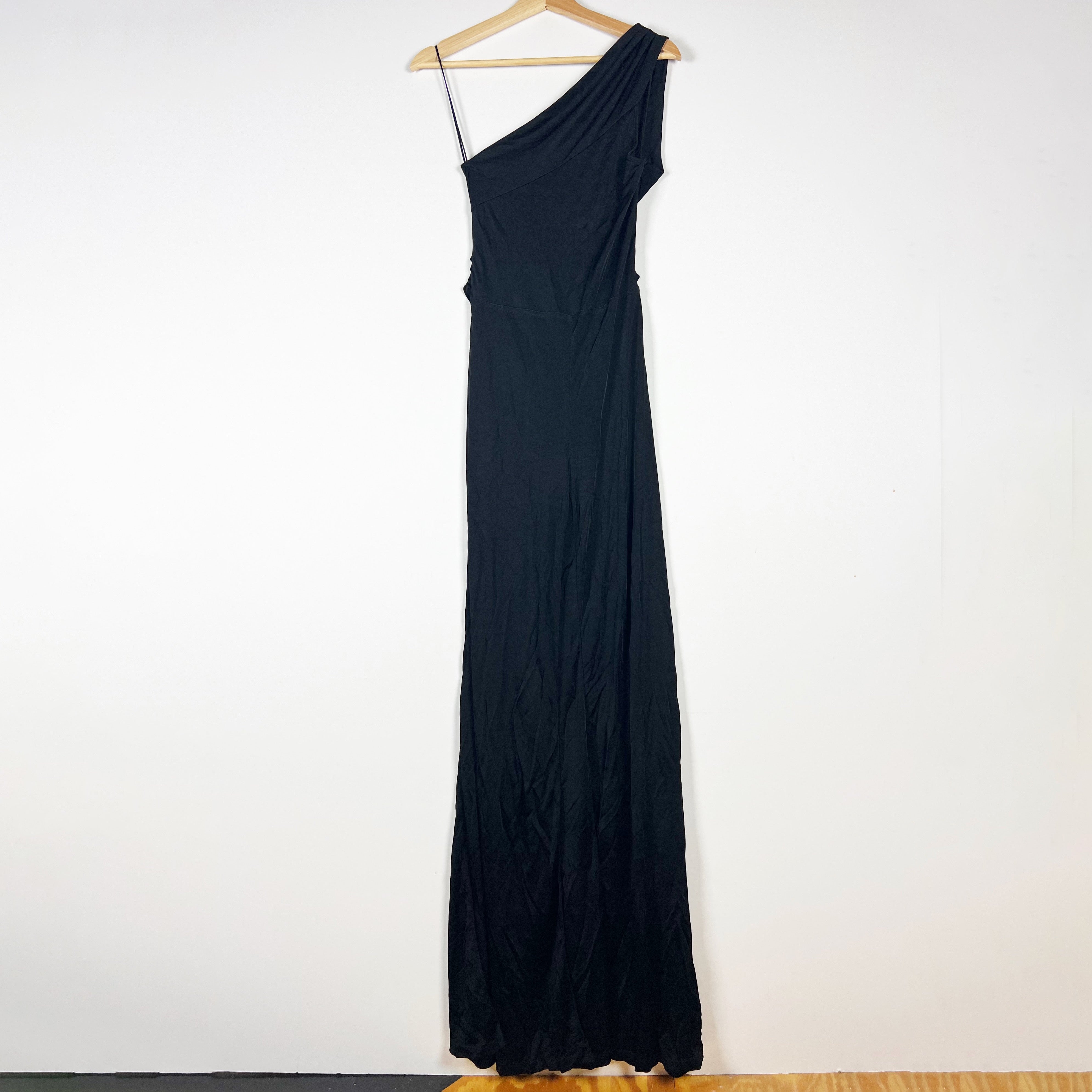 Alexis Parson Wide Leg One Shoulder Stretch Knit Jumpsuit Jumper Black Small