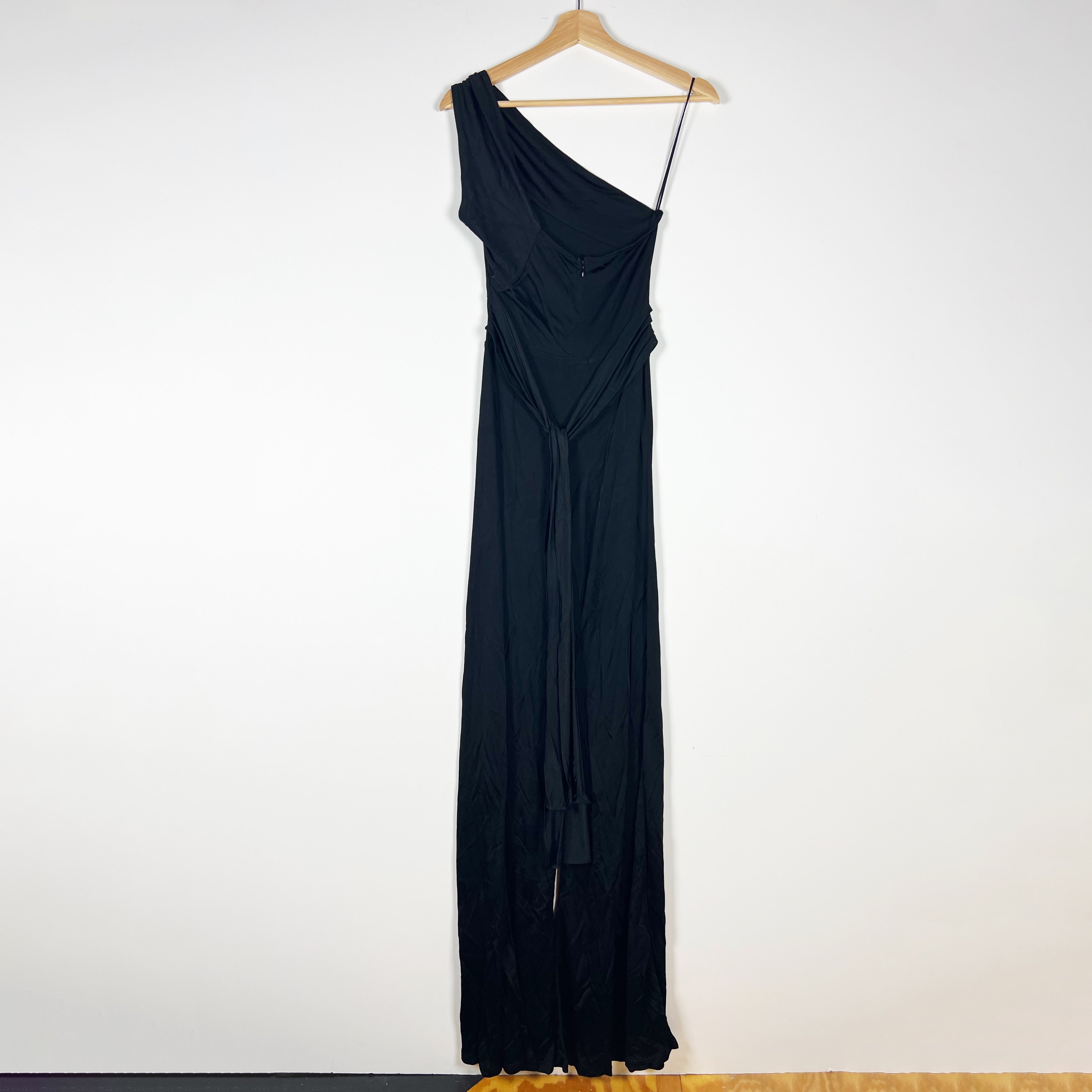 Alexis Parson Wide Leg One Shoulder Stretch Knit Jumpsuit Jumper Black Small