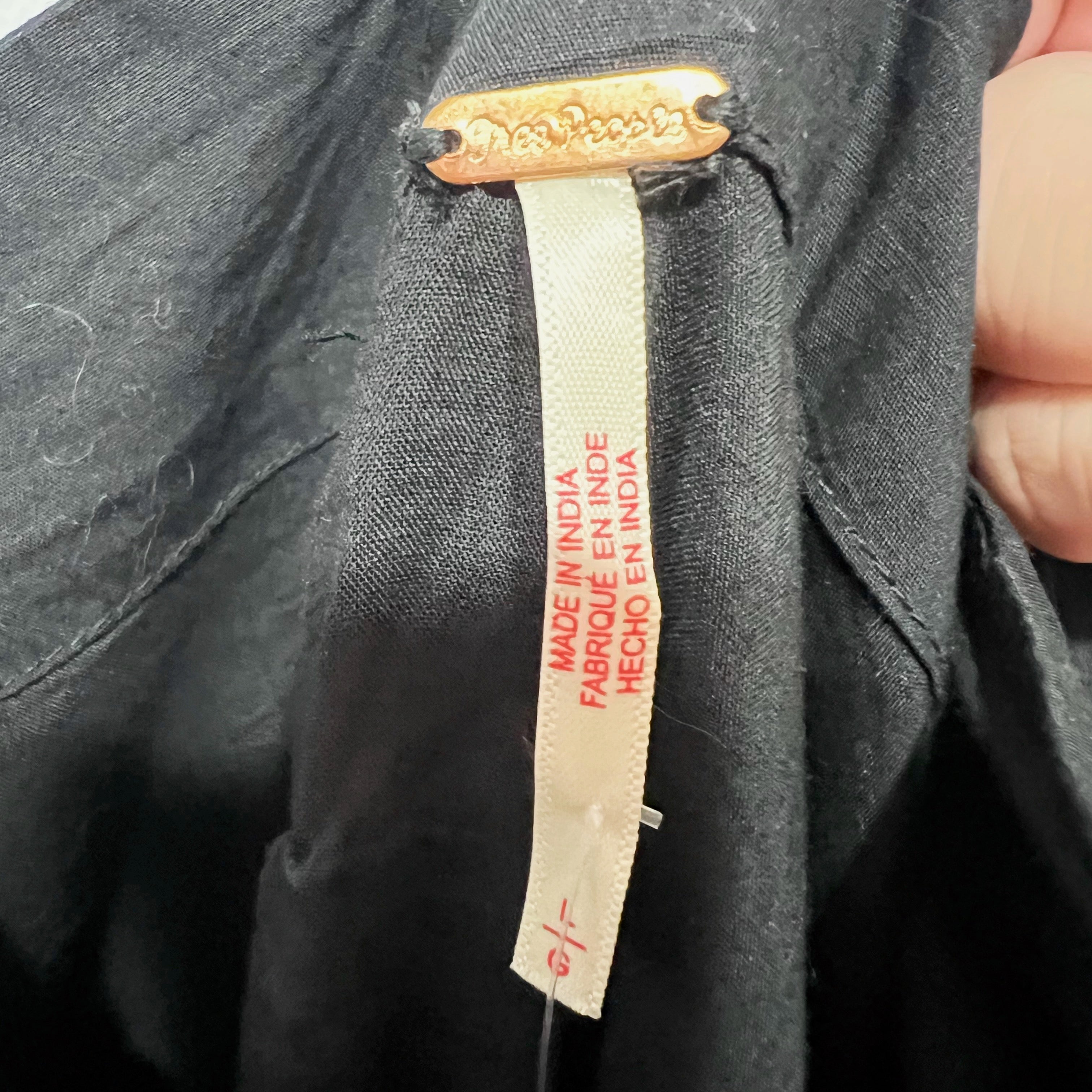 NEW Free People Cotton Poplin Button Back Square Neck Midi Dress Black Large