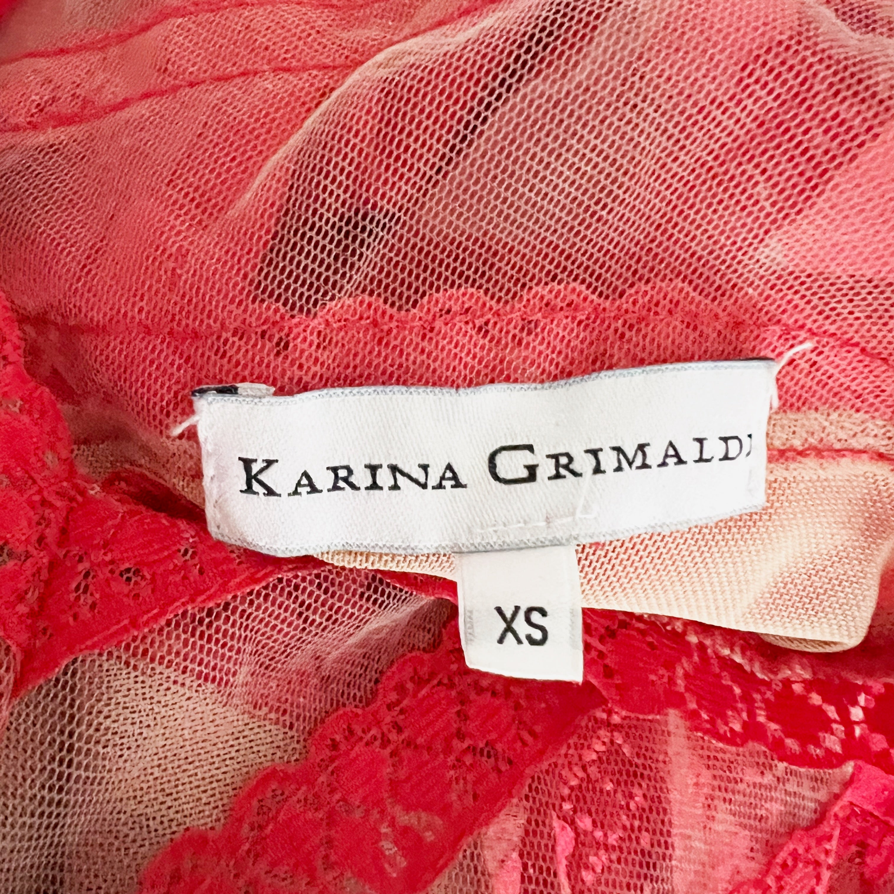 Karina Grimaldi Liguria Red Lace Bodice Semi sheer Sleeveless Jumper Jumpsuit XS