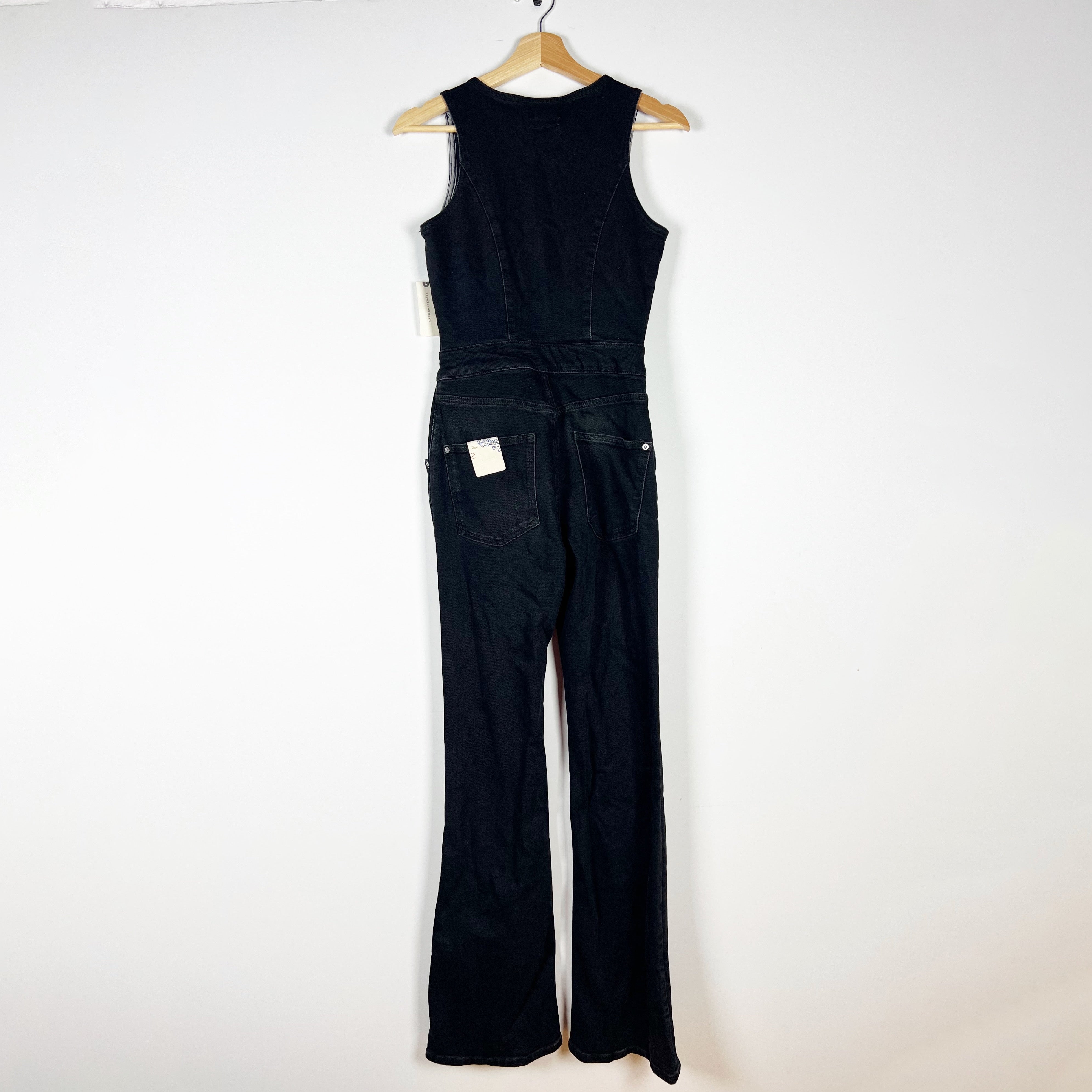 NEW Anthropologie Pilcro Cotton Button Front Flared Leg Denim Jean Jumpsuit 2
