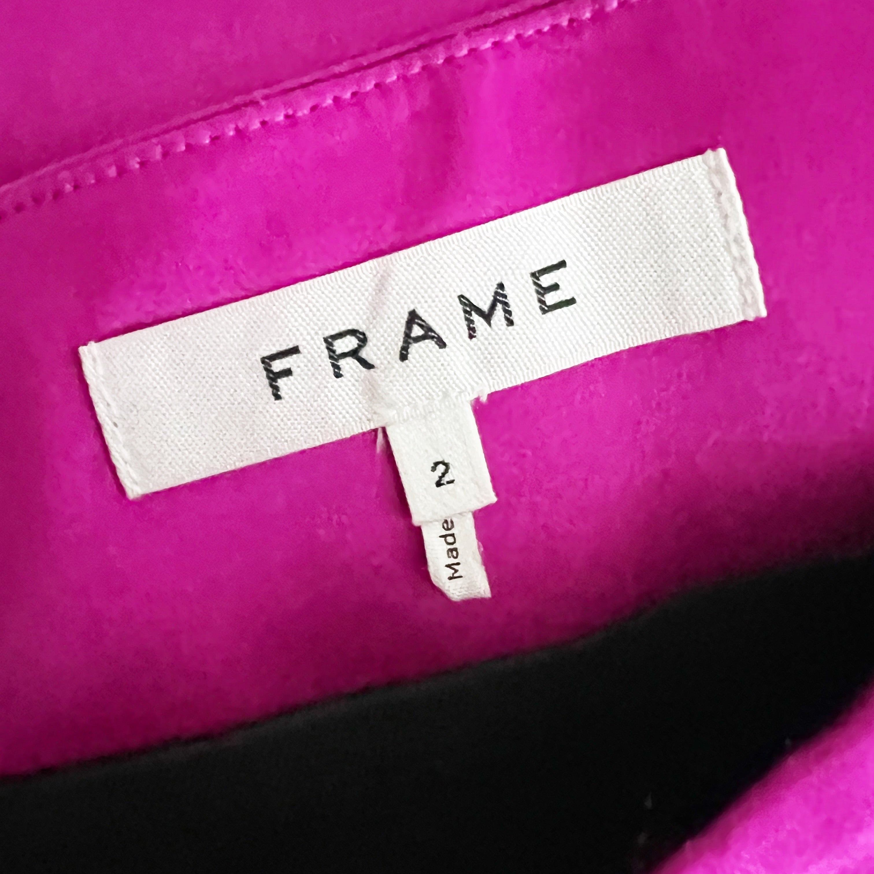 Frame High Waisted Stretch Satin Mini Cocktail Party Skirt Magenta Pink 2