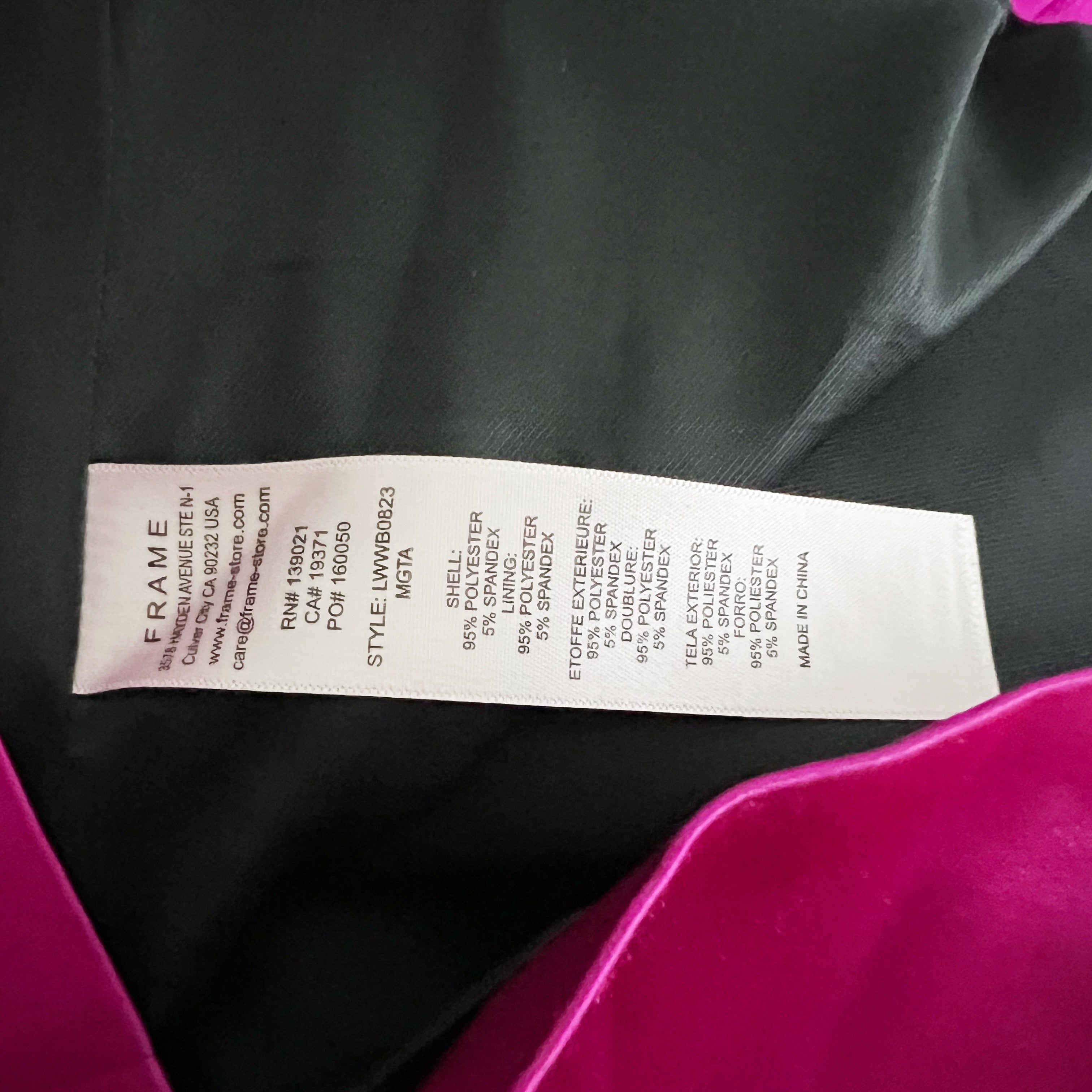 Frame High Waisted Stretch Satin Mini Cocktail Party Skirt Magenta Pink 2