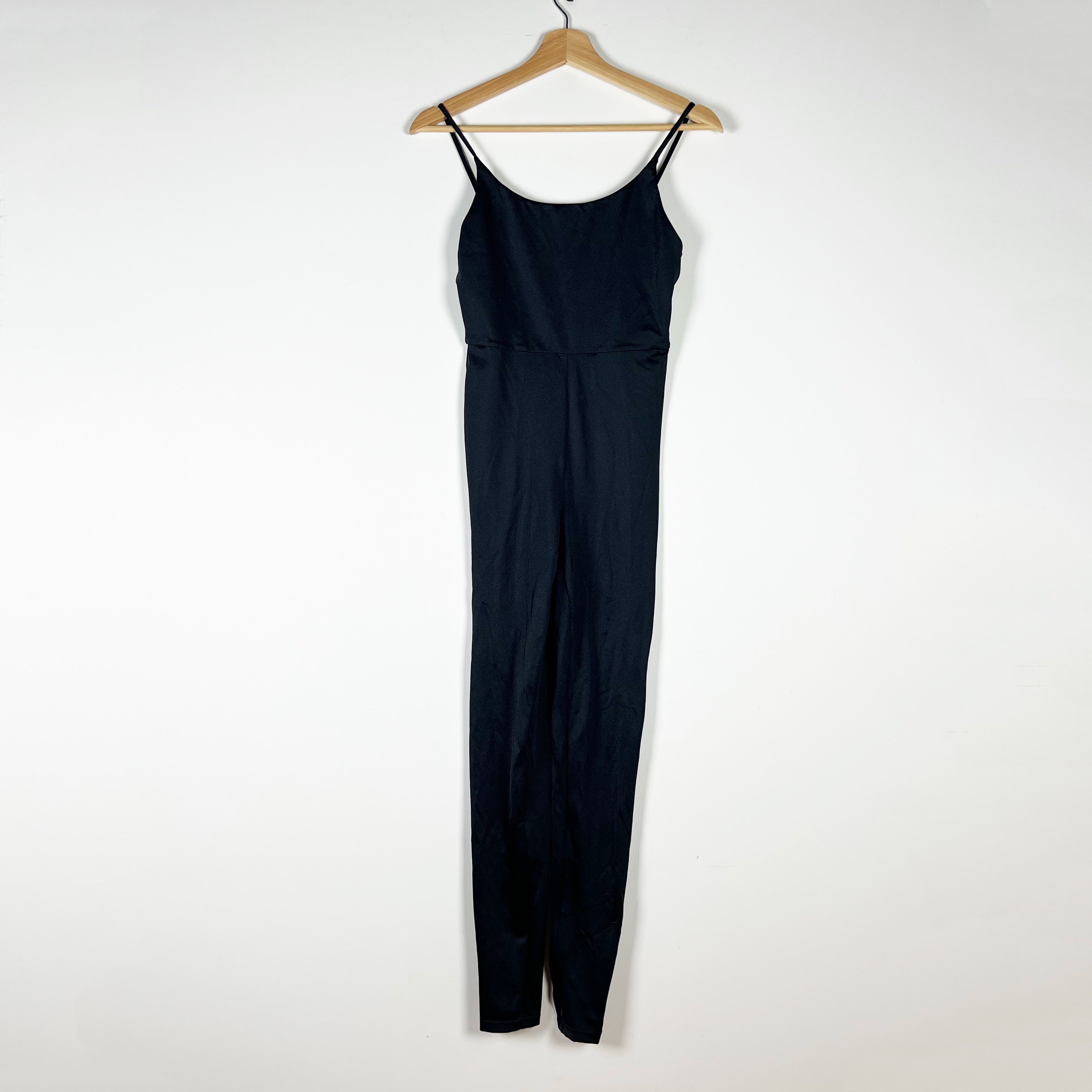 Alice And Olivia Nylon Stretch Scoop Neck Sleeveless Tank Jumpsuit Jumper Black