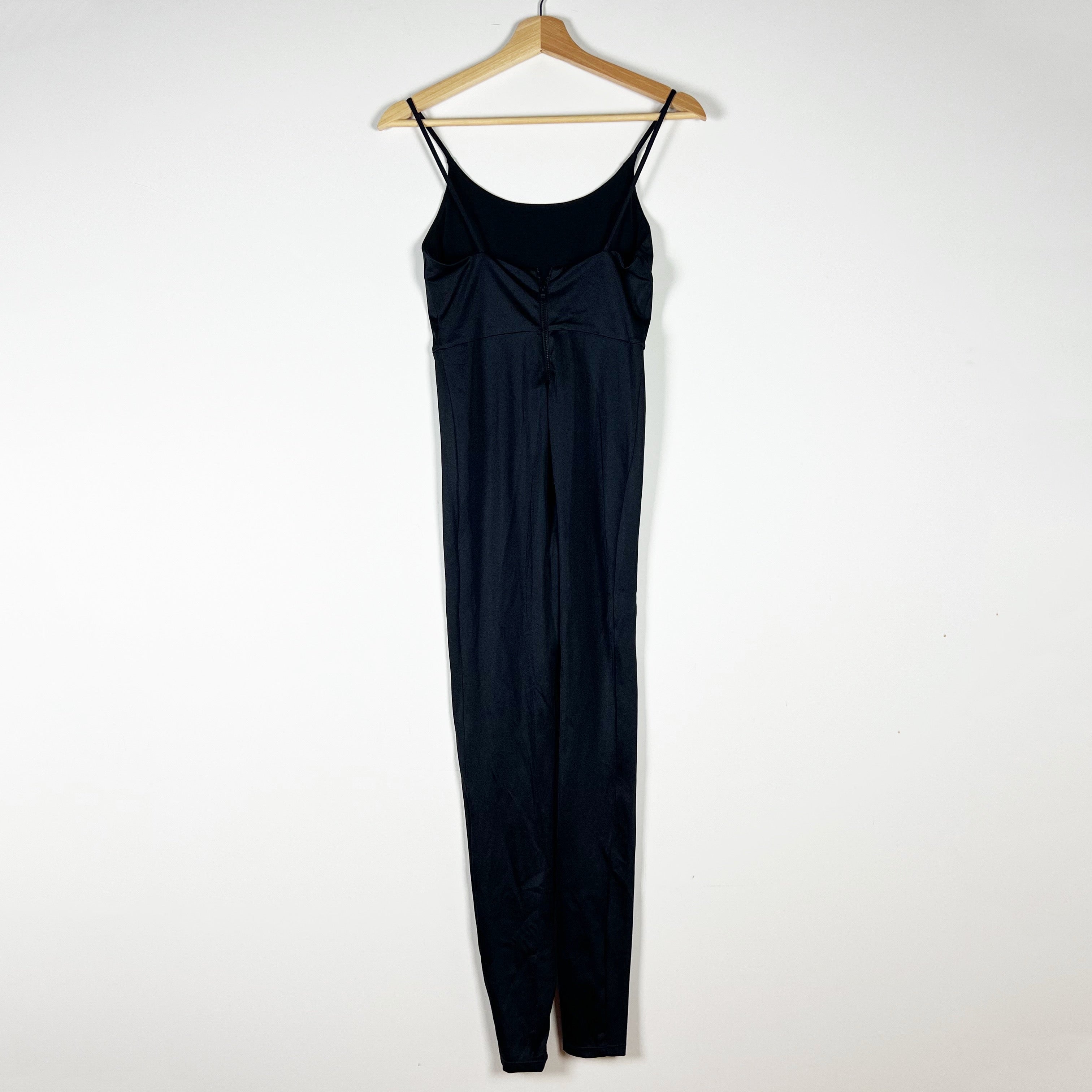 Alice And Olivia Nylon Stretch Scoop Neck Sleeveless Tank Jumpsuit Jumper Black