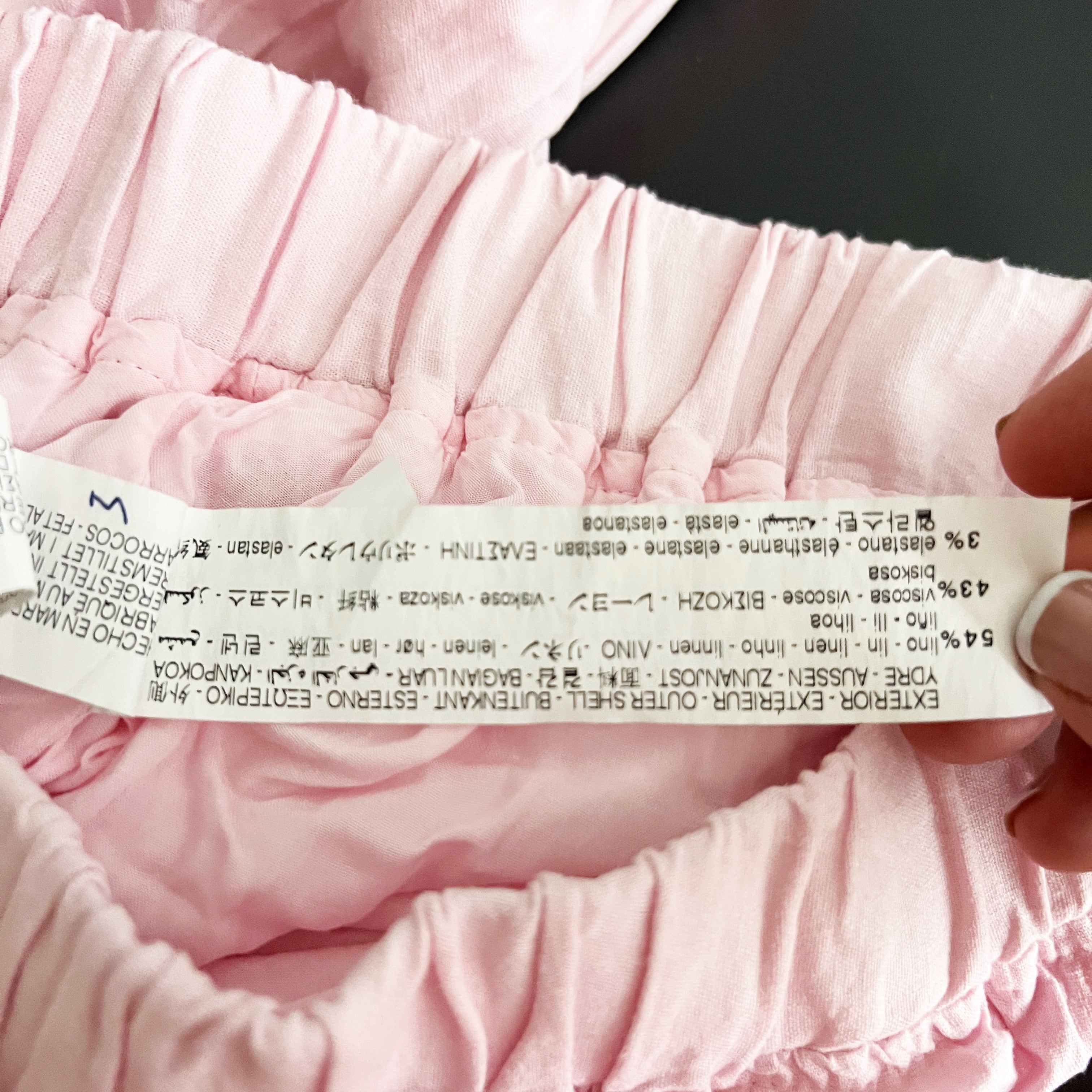 Zara Linen Stretch Blend Full Zip Collarless Cropped Lightweight Jacket Pink S