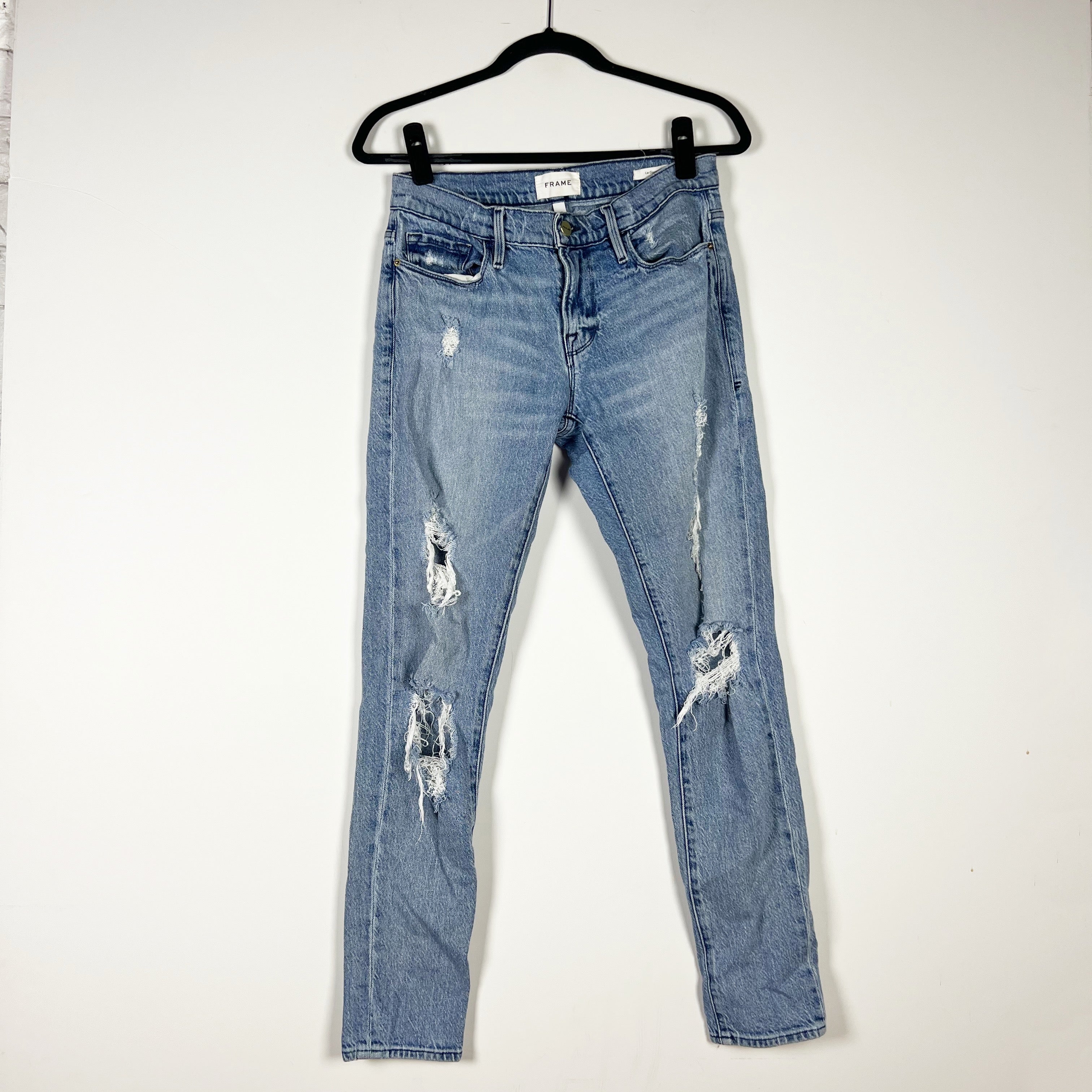 Frame Women's Le Garcon Cotton Stretch Denim Beldon Rips Distressed Jeans 26