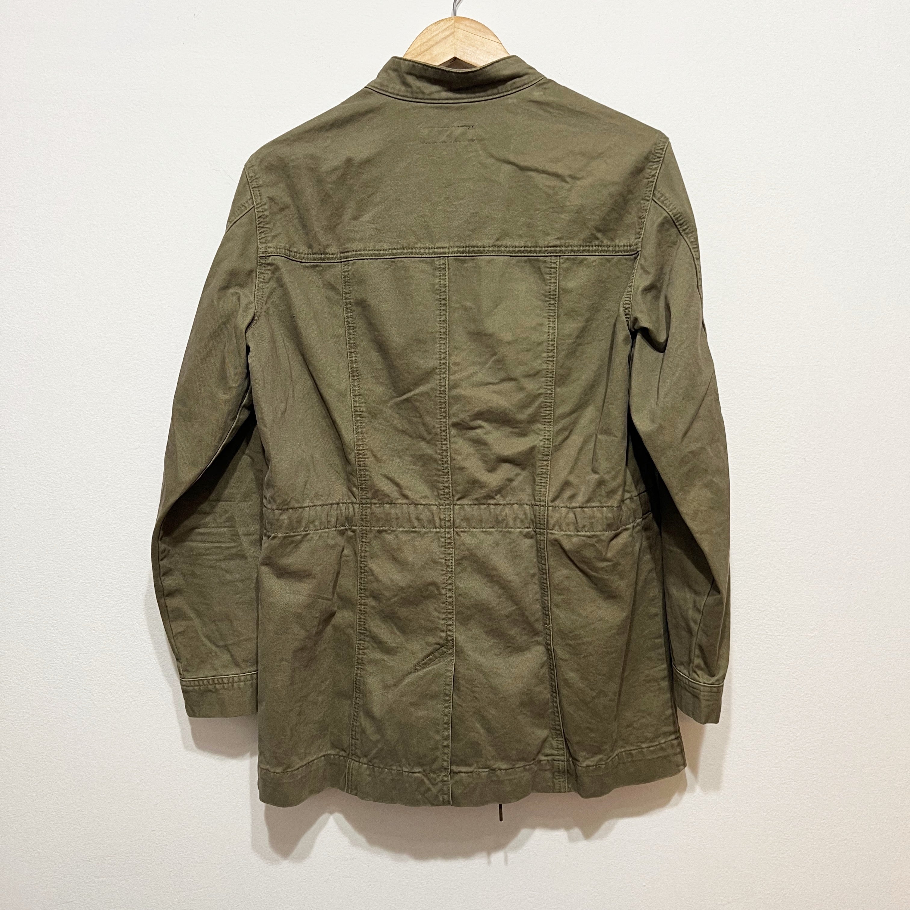 Able Women's Franklin Cotton Multi Cargo Pocket Utility Army Green Jacket Large