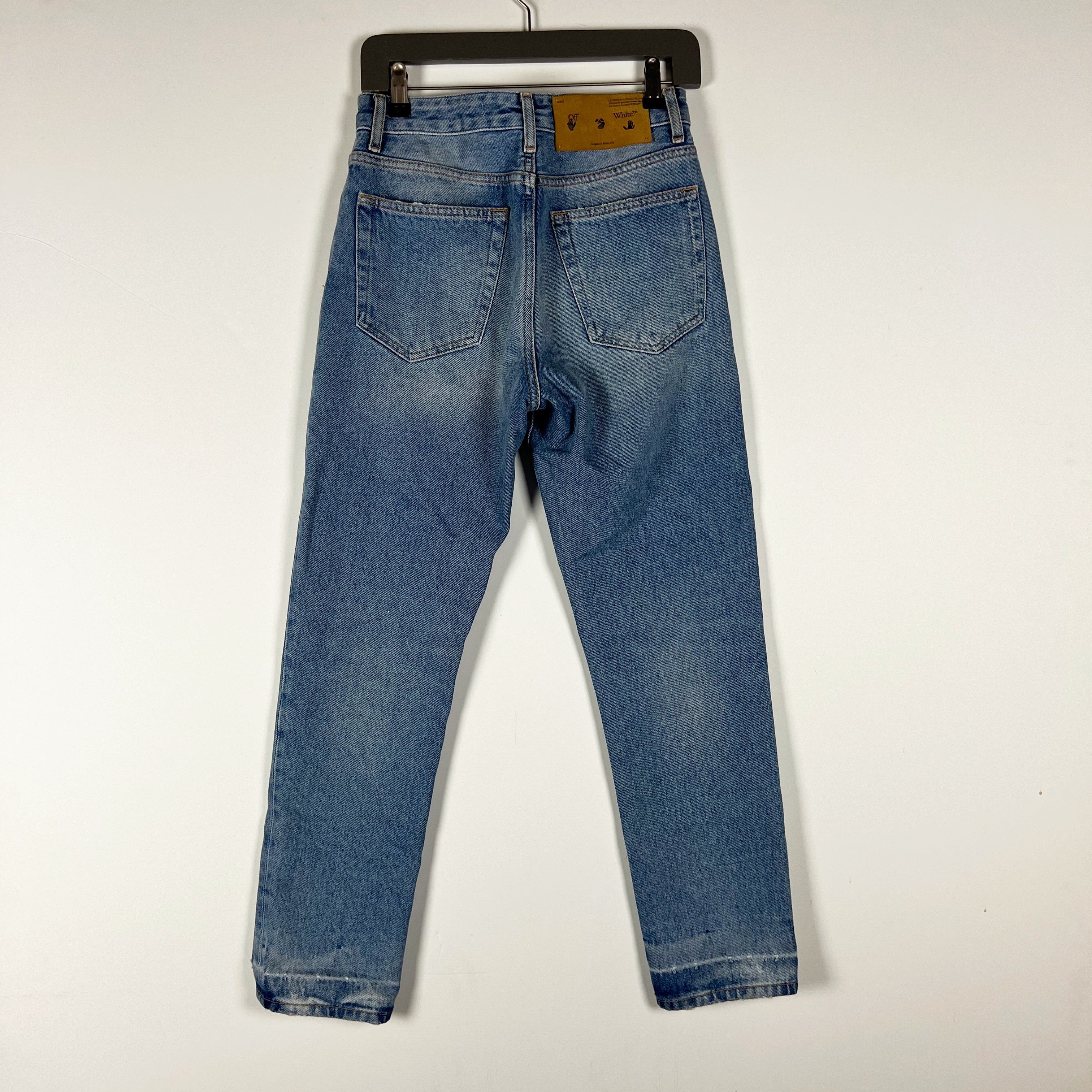 Off White Women's Cotton Mid Rise Straight Leg Denim Jeans 25