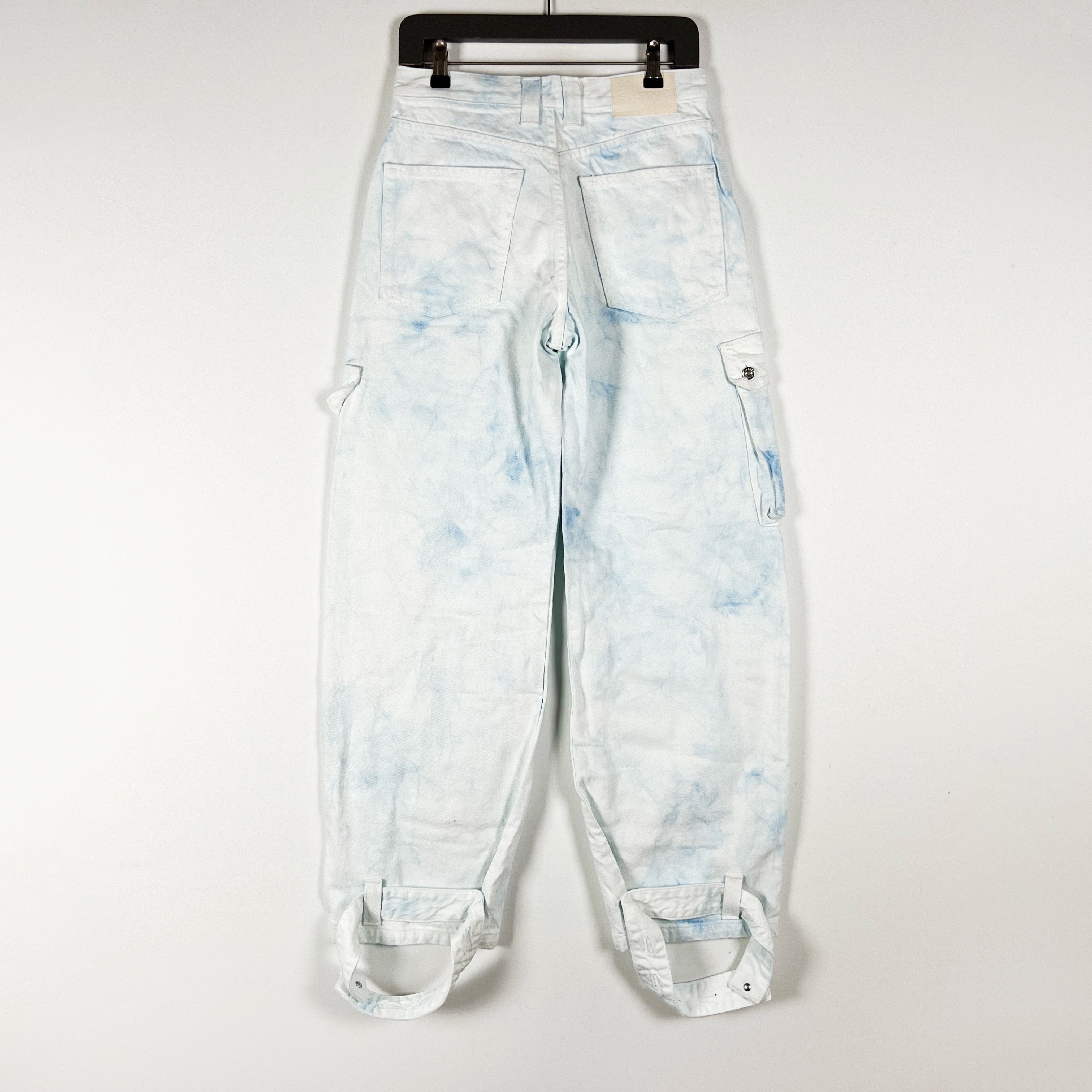 NEW GRLFRND Lara Cotton Baggy Multi Pocket Cargo Denim Jeans Airwaves Wash 25
