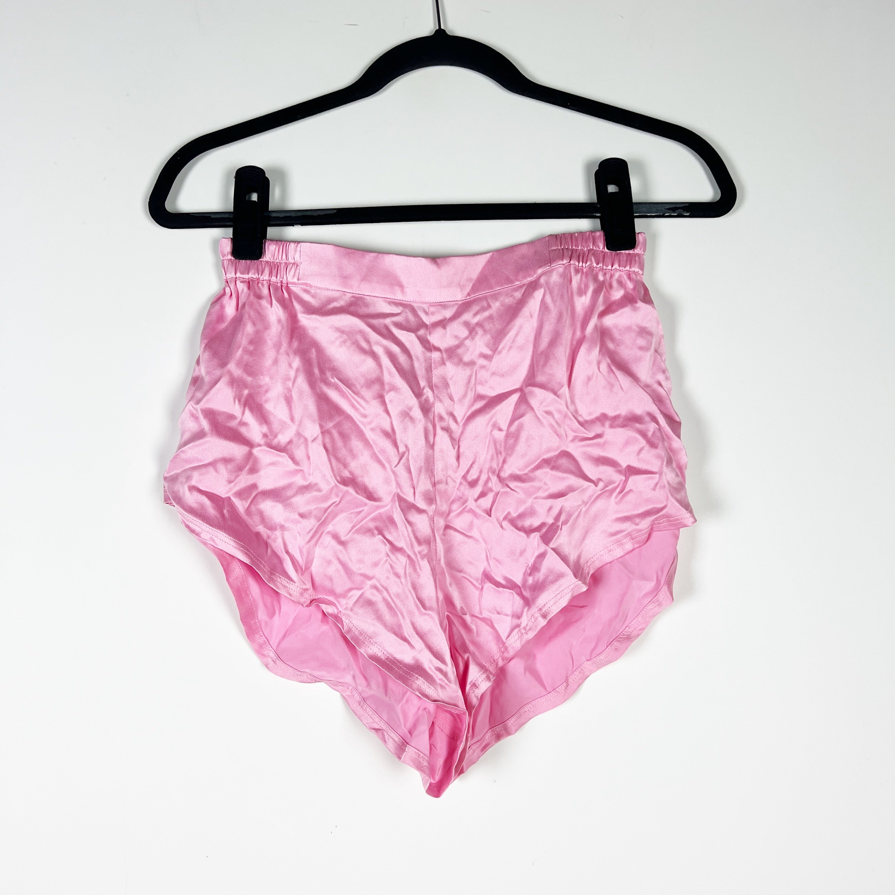 Lunya Washable Silk Satin High Rise Cut Mini Lounge Pajama Shorts Pink XS